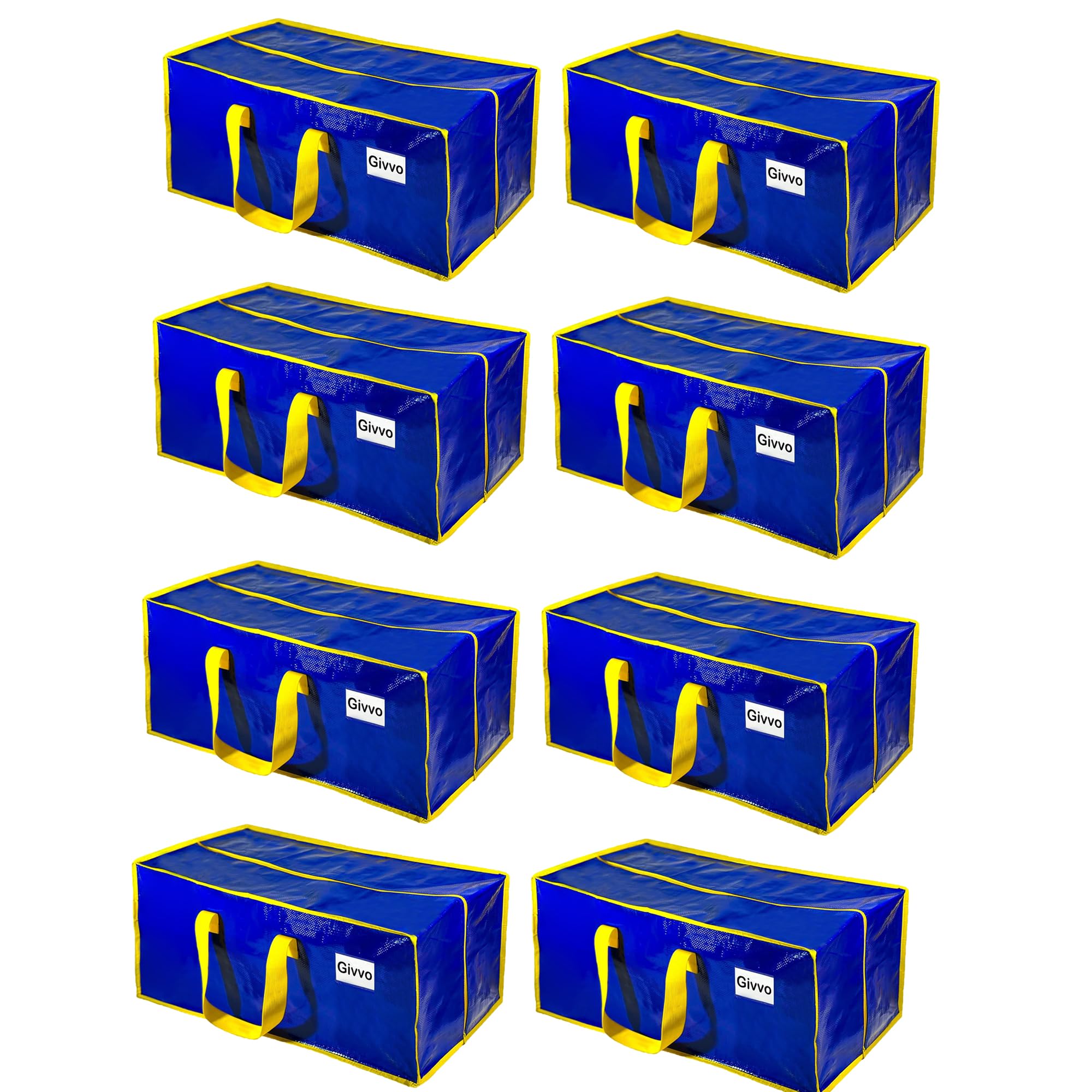 Givvo 8P Extra Large Moving Bags, Heavy Duty Moving Bags For Clothes, Waterproof Storage Bags For College Dorm, Moving Totes Alt