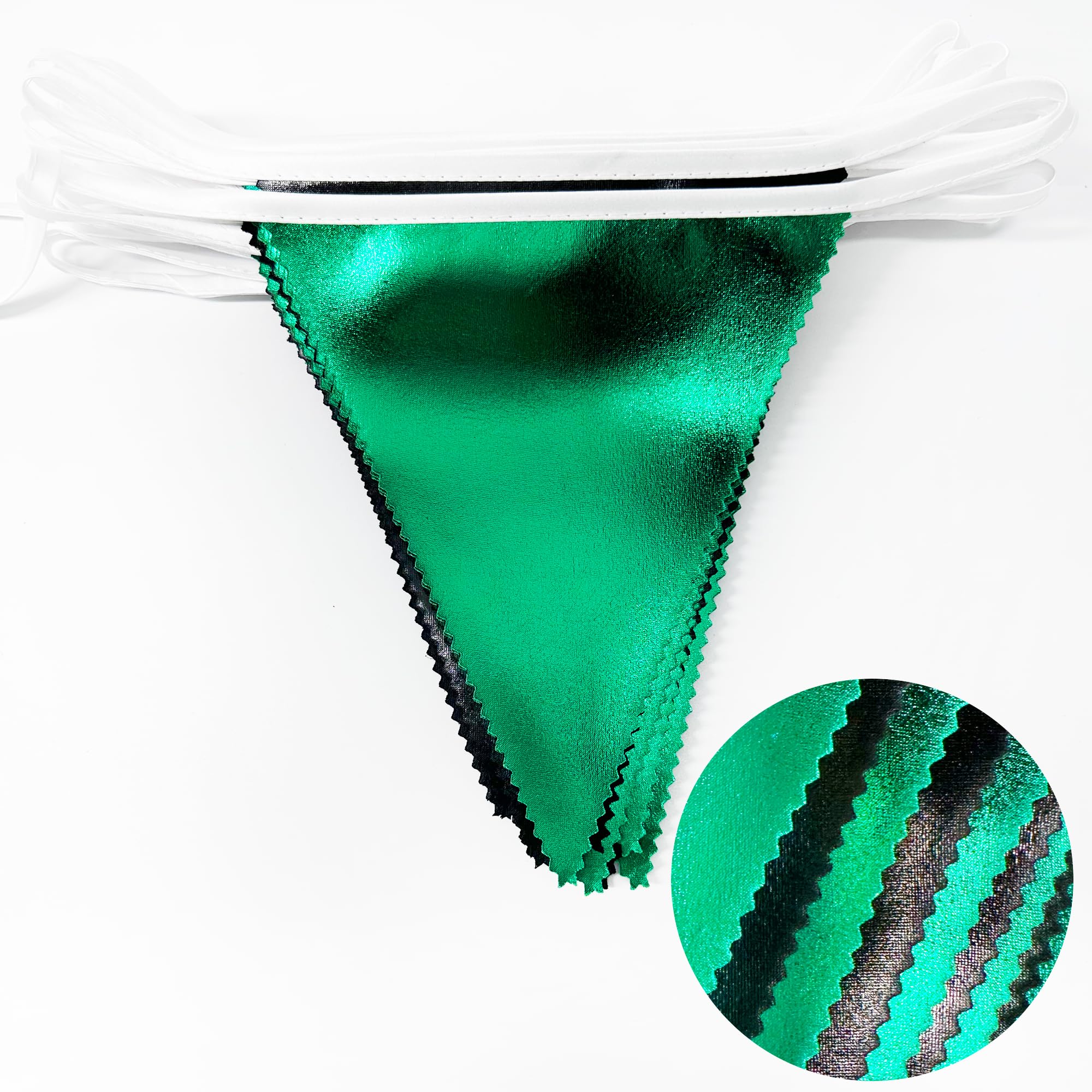 Black Green Party Decorations Metallic Fabric Triangle Pennant Banner Flag Bunting Garland For Video Game Soccer Birthday Gradua
