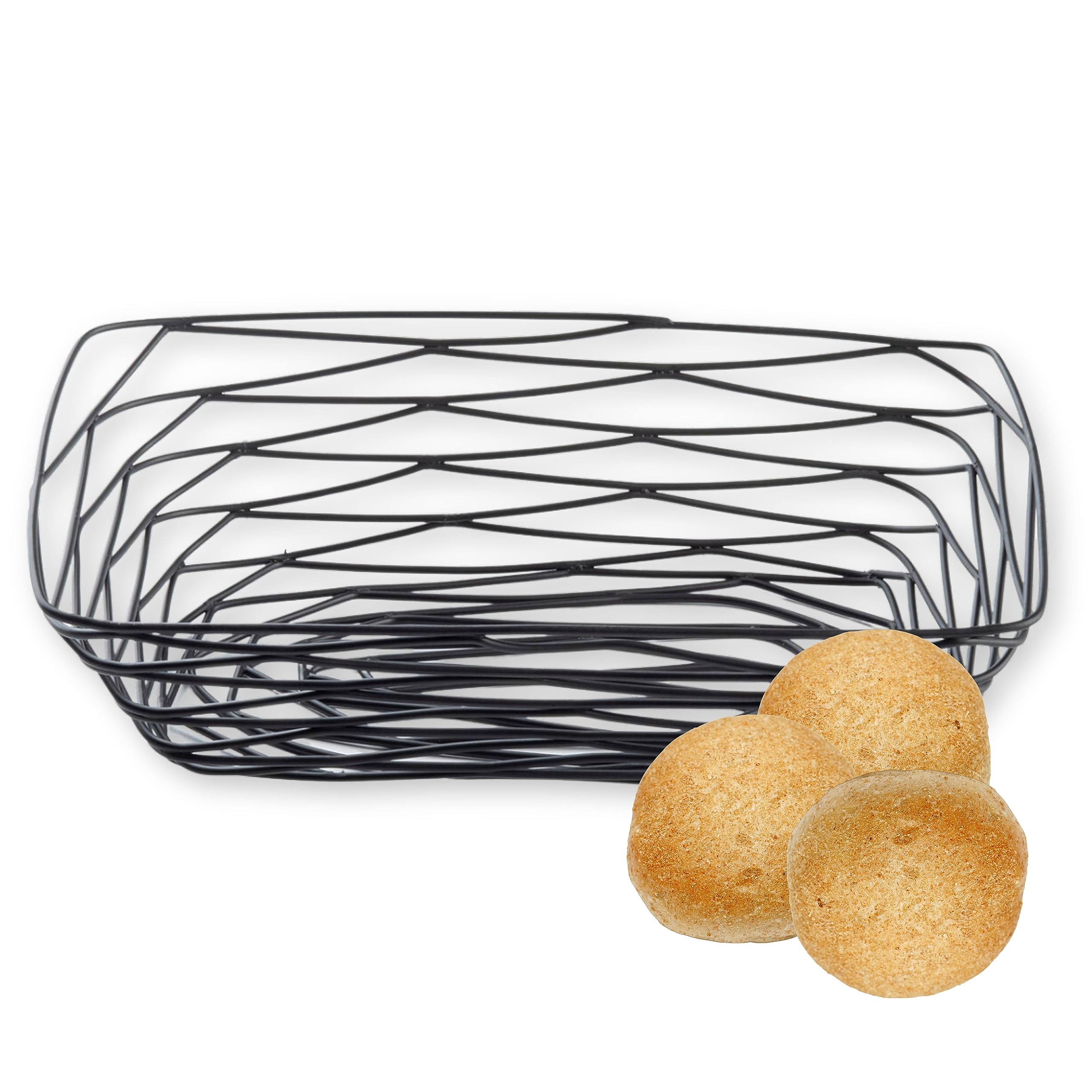 TableCraft BK17209, Rectangular Basket, 9.125 x 6.125 x 2.325, Black Metal, Artisan Collection, Powder Coated for Durability, Ve