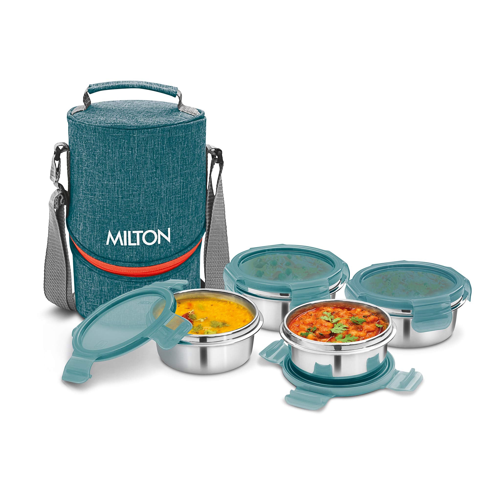 Milton Chic 4 Stainless Steel Tiffin Box With Jackets, (4 Containers), Green