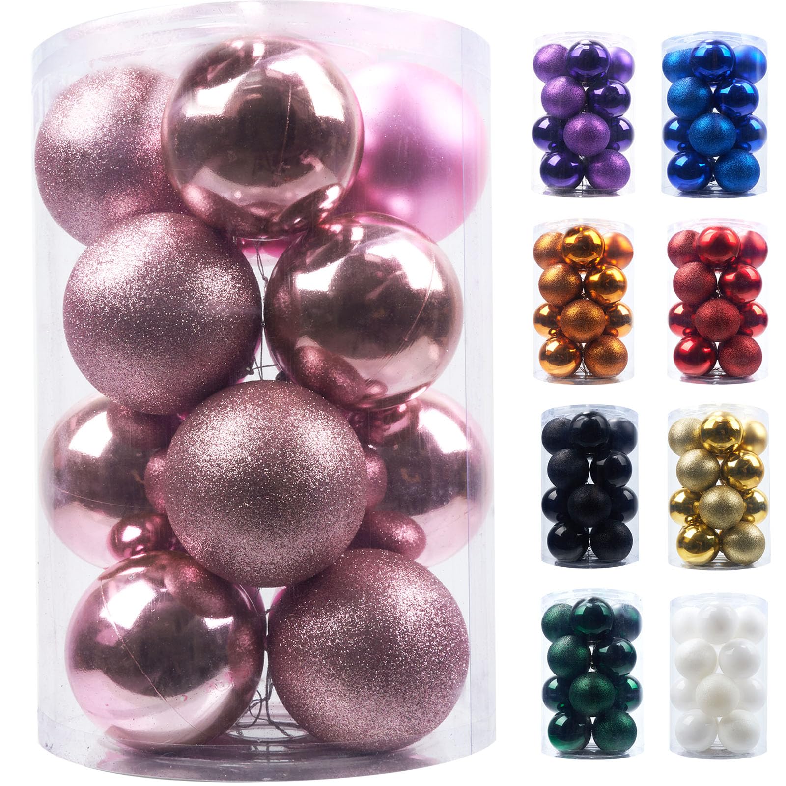 Emopeak 16Pcs Christmas Balls Ornaments for Xmas Tree - 3.15Inch Large Shatterproof Christmas Tree Decorations Hanging Ball for 