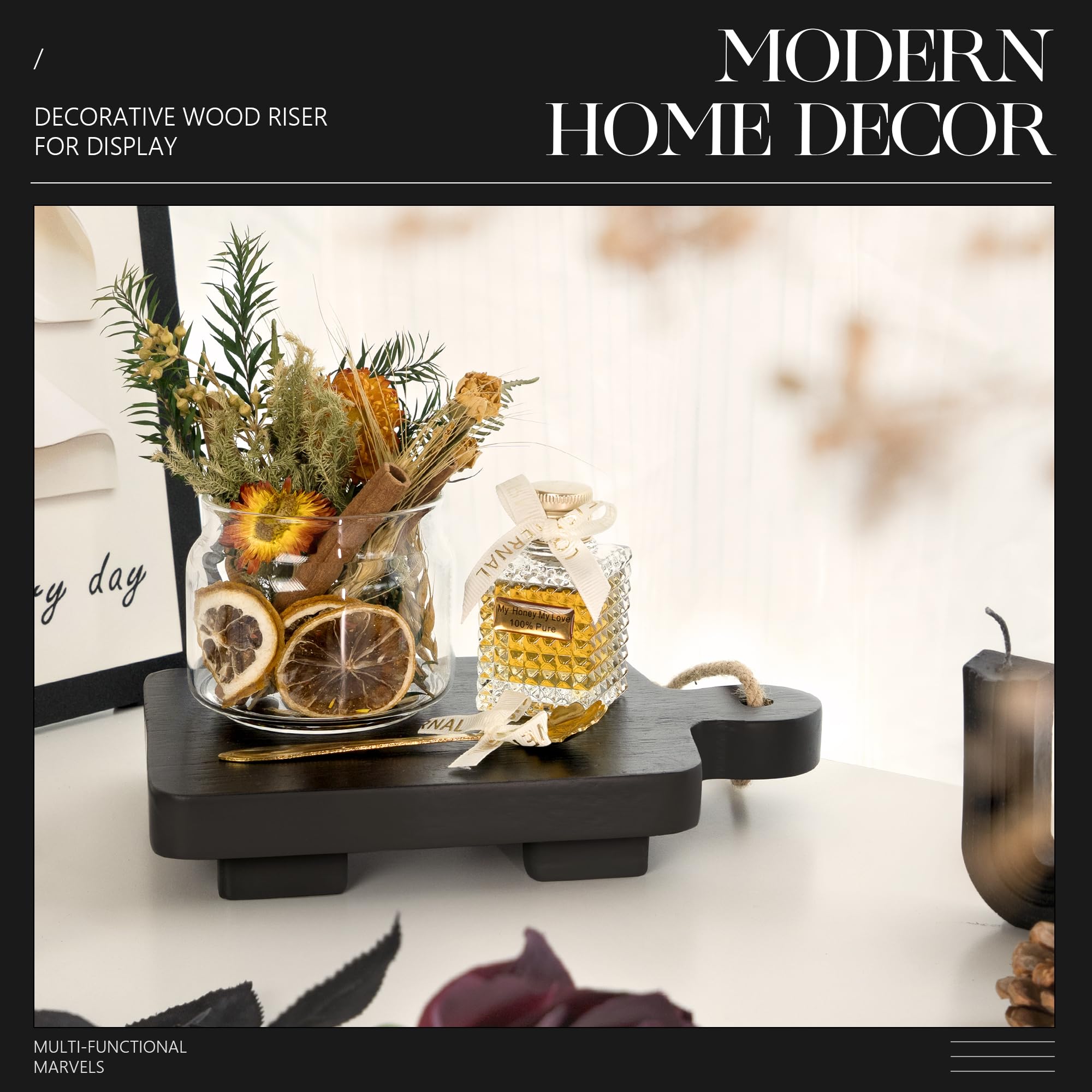 Eosahr Modern Wooden Riser For Display Decorations: Decorative Pedestal Stand For Soap Dispenser Tray And Sponge Holder - Farmho
