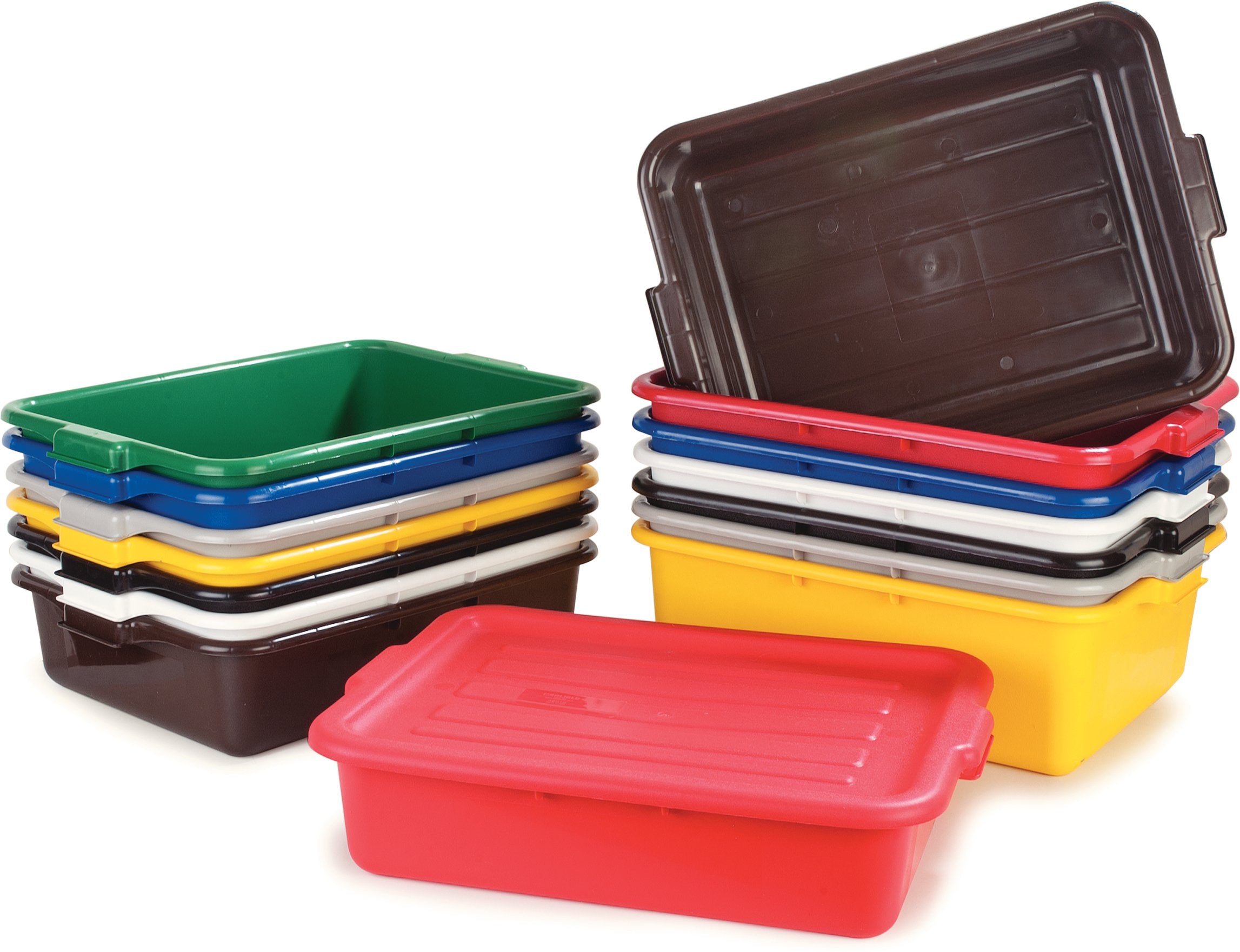 Carlisle FoodService Products Comfort Curve Tote Box Universal Lid Bus Box Lid with Handles for Industrial Kitchens Plastic  15 X 20 Inches  White