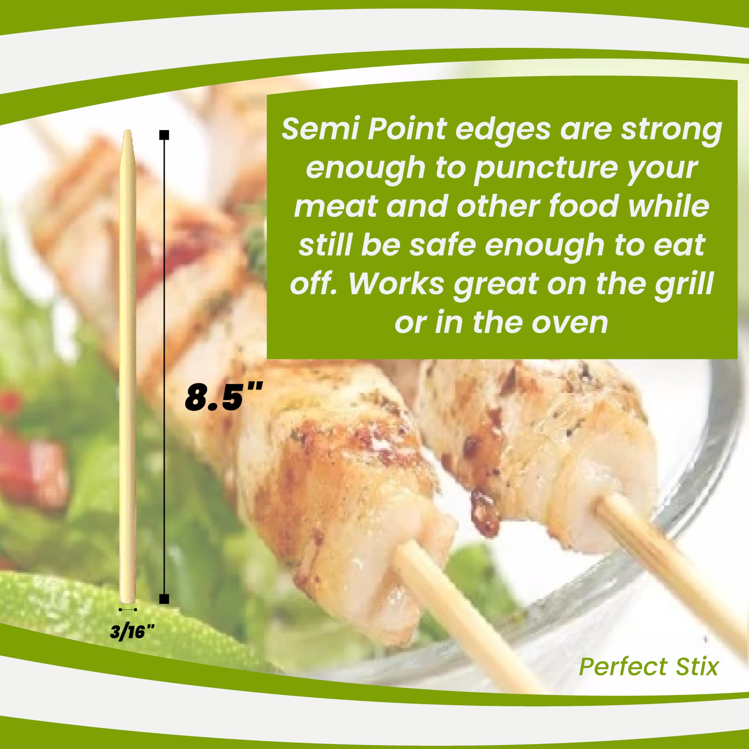 Perfect Stix Semi- Pointed Corn Dog Stick Skewers 8.5'' X 3/16'' (Pack Of 125)