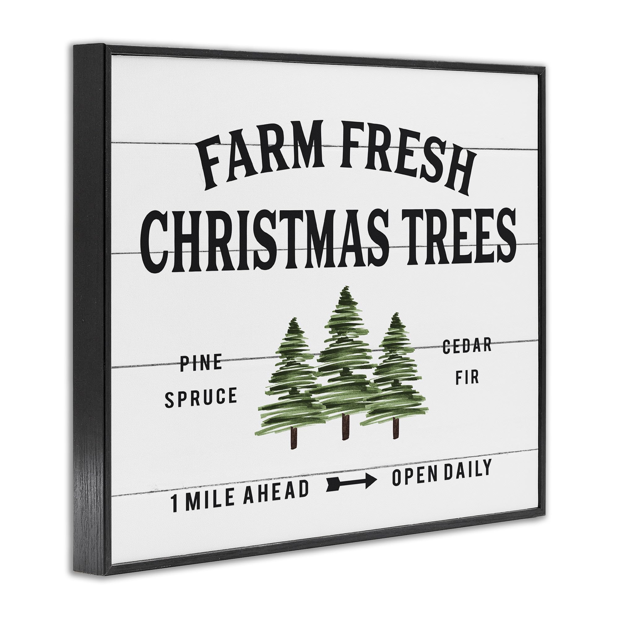 The Stupell Home D  Cor Collection White Planked Look Holiday Farm Fresh Christmas Trees Spruce And Fir Framed Giclee Texturized