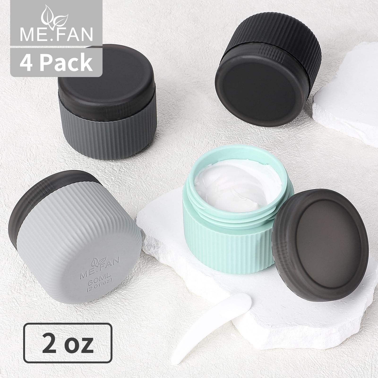Me.Fan Travel Containers For Toiletries, Tsa Approved 2 Oz Silicone Cream Jars, Leak-Proof Travel Size Containers, Travel Access