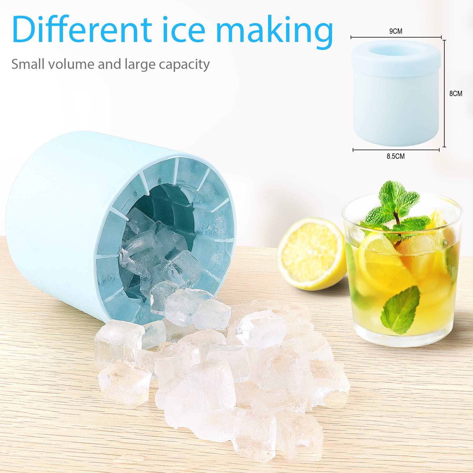 Mini Ice Maker Cup, Cylinder Ice Cube Mold, Small Ice Cube Tray With Lid, Decompress Ice Lattice Molding Ice Cup Press-Type, 60