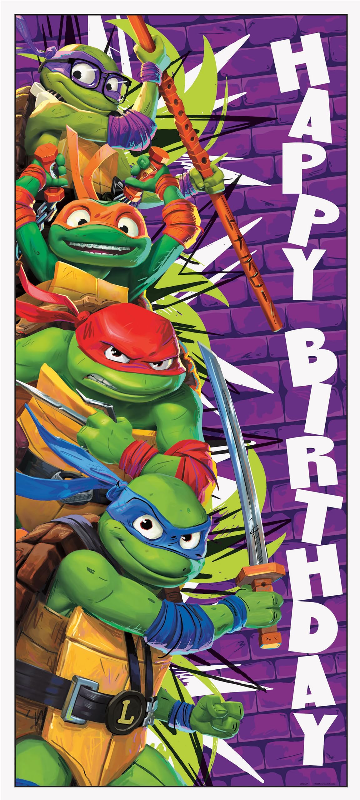 Teenage Mutant Ninja Turtles Birthday Door Poster - 27'' X 60'', 1 Count | Eye-Catching Party Decoration For Kid'S Parties