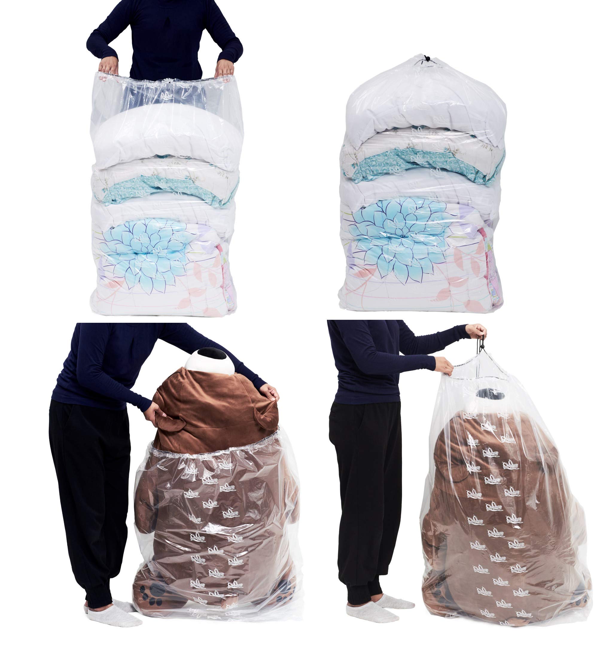 4 Pieces Of Dust Cover Big Plastic Drawstring Bags Multi-Purpose For Storage And Keeping Luggage, Big Dolls, Blankets, Pillows,