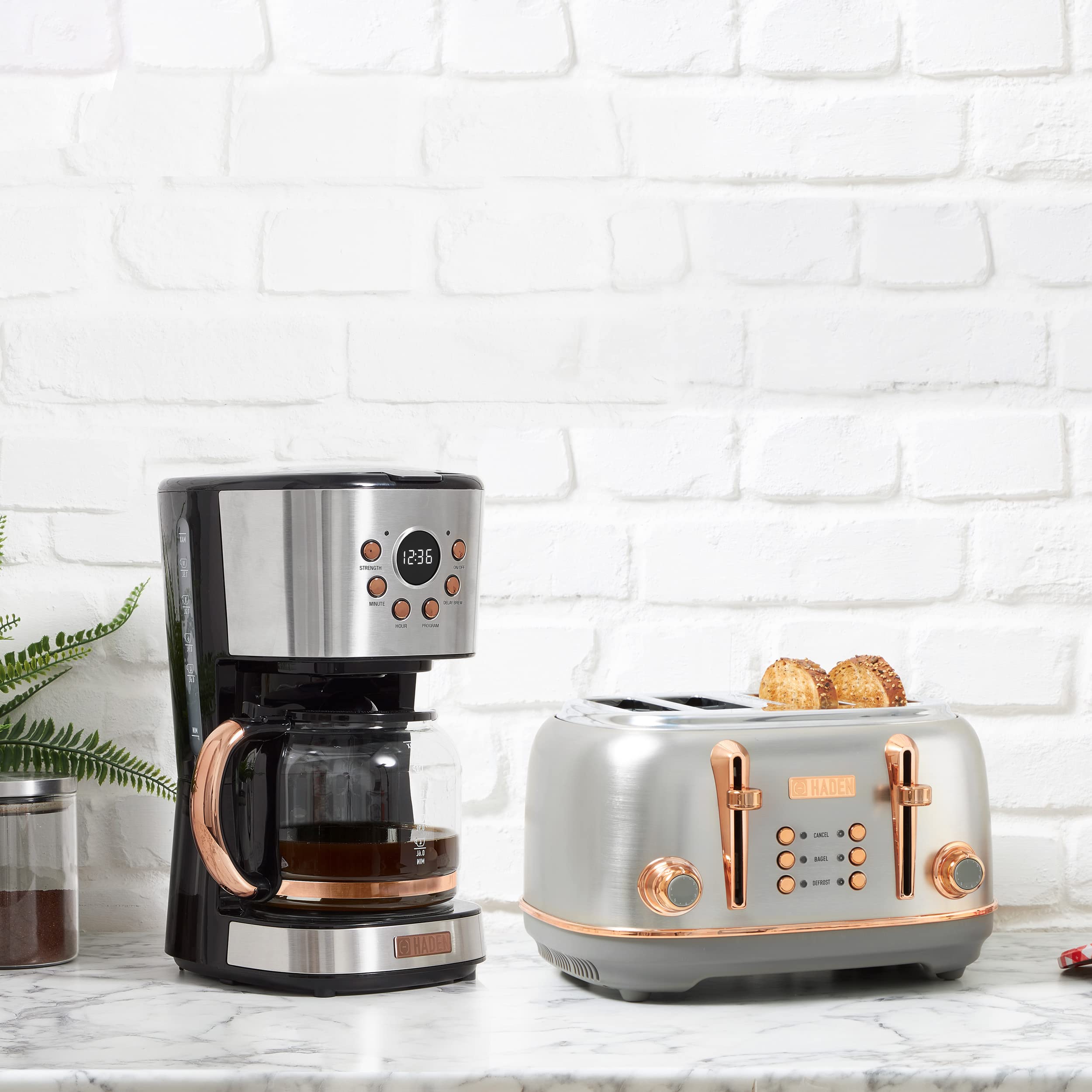 Haden Coffee Machine, 12 Cup Programmable Drip Coffee Maker With Auto Shut-Off Function And Reusable Washable Water Filter, Stee