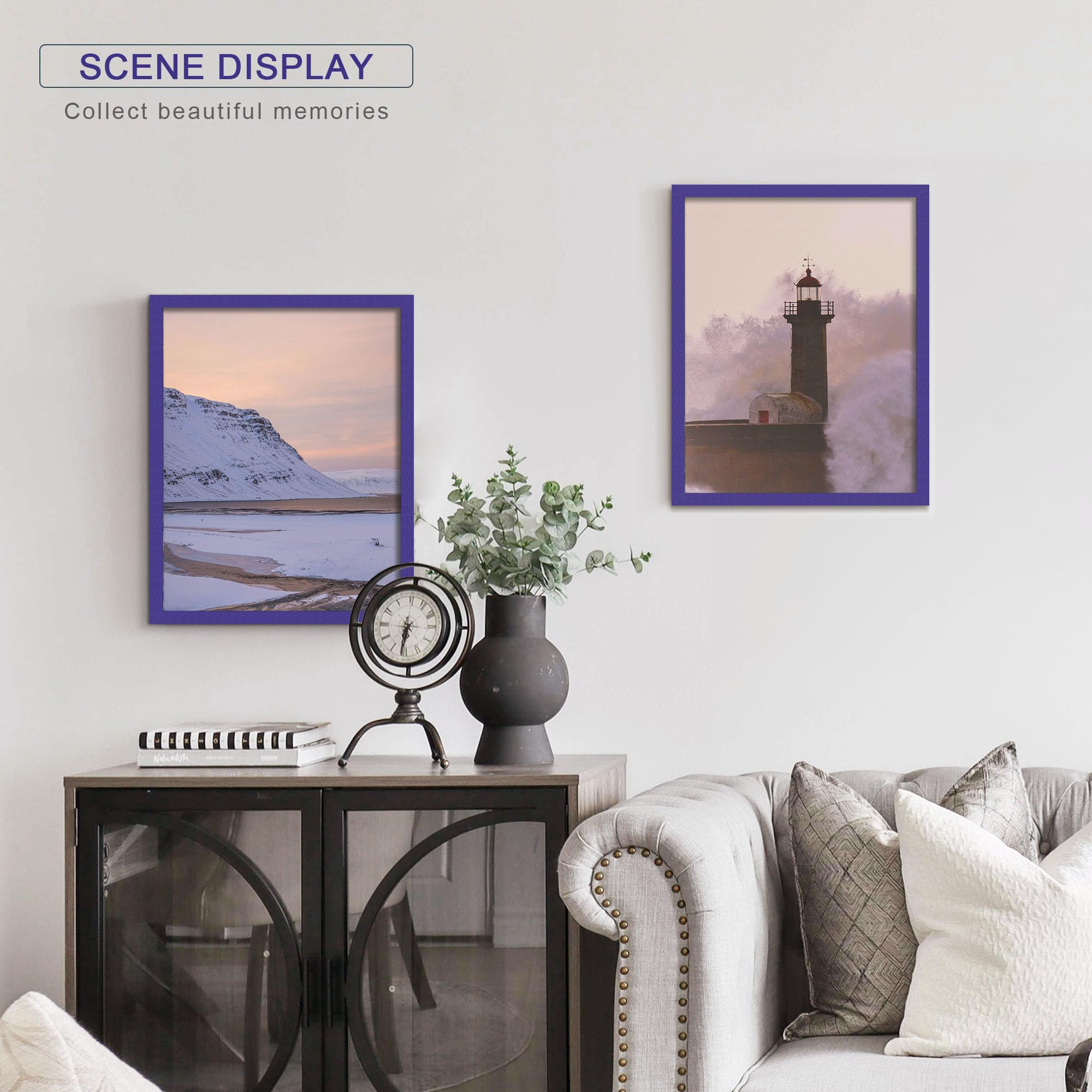 Fisnish 11x14 Picture Frame, for Tabletop Display, Horizontal or Vertical Wall Mounting, Blue