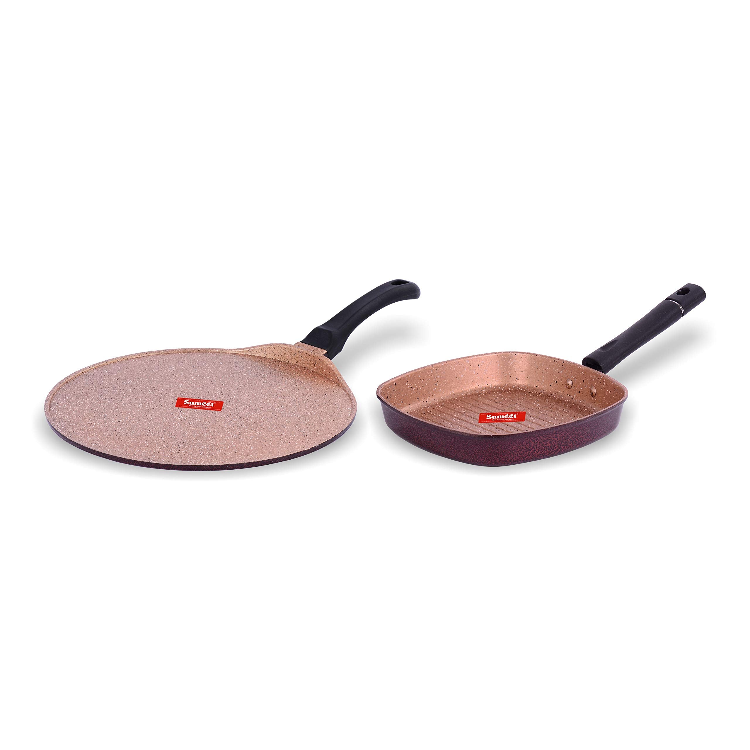 Sumeet Nonstick Granite Finish Jharokha Cookware Set (Tawa 30.5Cm Dia + Grill Pan 22Cm Dia)
