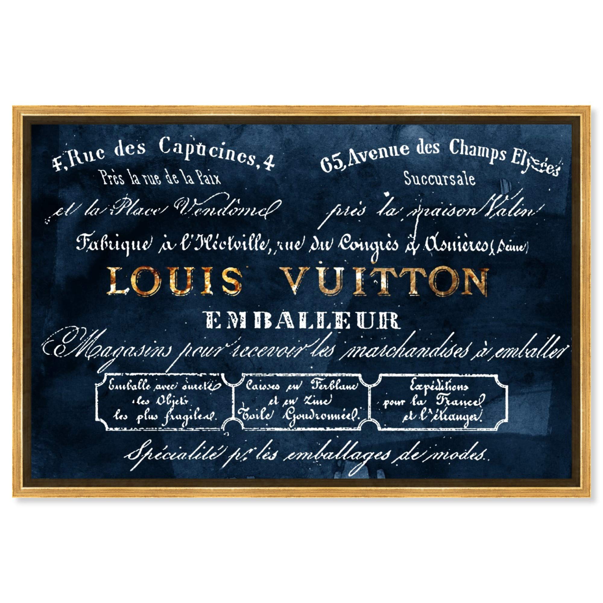 The Oliver Gal Artist Co. Fashion And Glam Framed Wall Art Canvas Prints 'Emballeur Navy' Road Signs Home D  Cor, 36 In X 24 In,