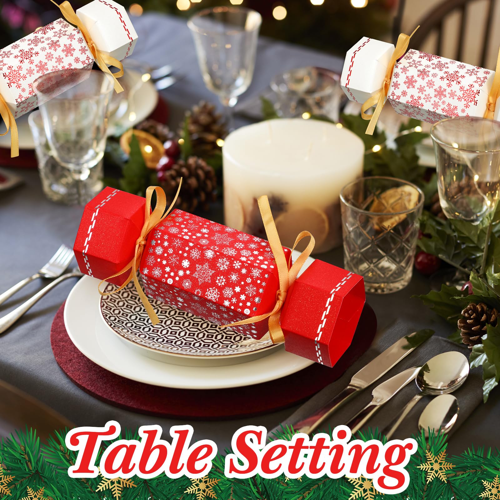 Xinnun 50 Packs Christmas Cracker Kit No Snap Xmas Party Table Favors Snowflake Reindeer Diy Christmas Party Cracker Candy Boxes