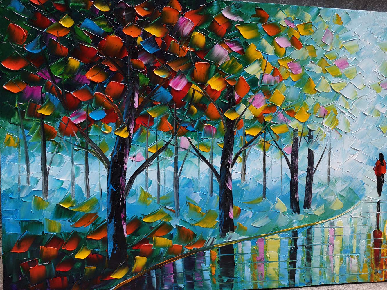 Yasheng Art -Contemporary Landscape Abstract Oil Painting On Canvas Textured Tree Painting Abstract Art Wall Paintings Handmade