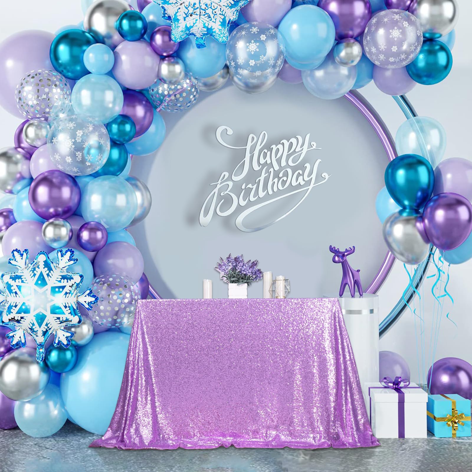 Partydelight Sequin Tablecloth, Wedding, Sweetheart, Christmas Tree, Rectangular, 50''X80'', Lavender