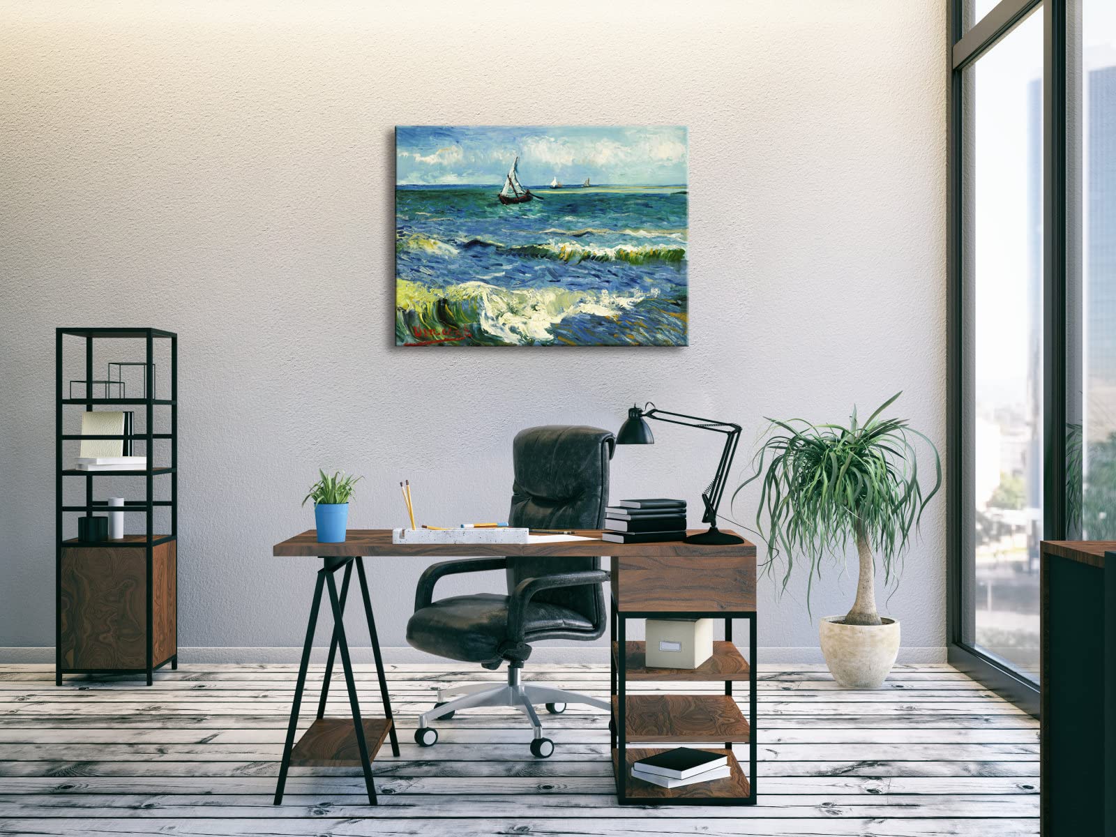 Wieco Art Seascape At Saintes Maries By Vincent Van Gogh Oil Paintings Reproduction Giclee Canvas Prints Sea Pictures On Canvas