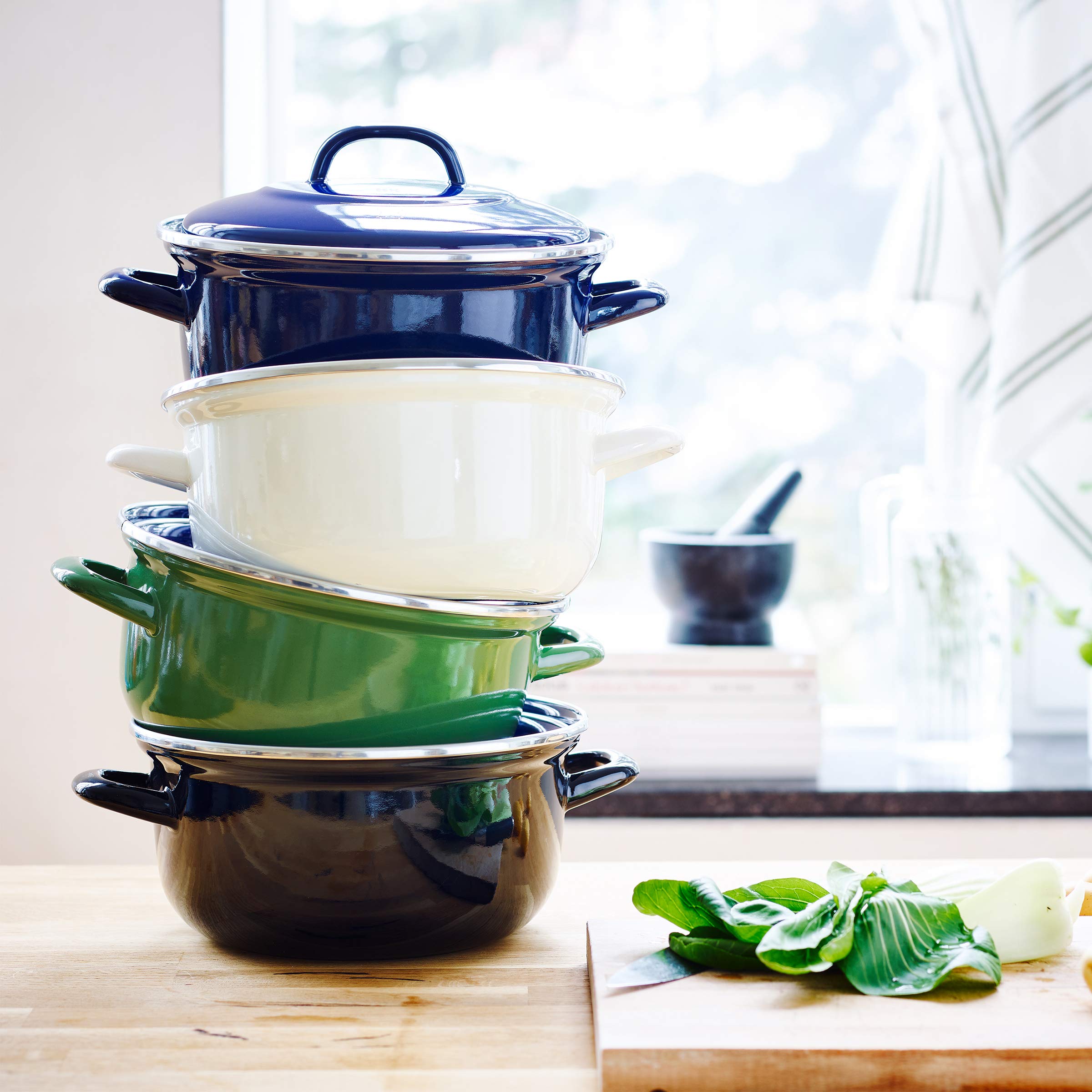 Bk Indigo Aluminum Heavy-Gauge Carbon Steel, Induction, 3.5Qt Nonstick Glaze Dutch Oven, Dishwasher Safe, Black