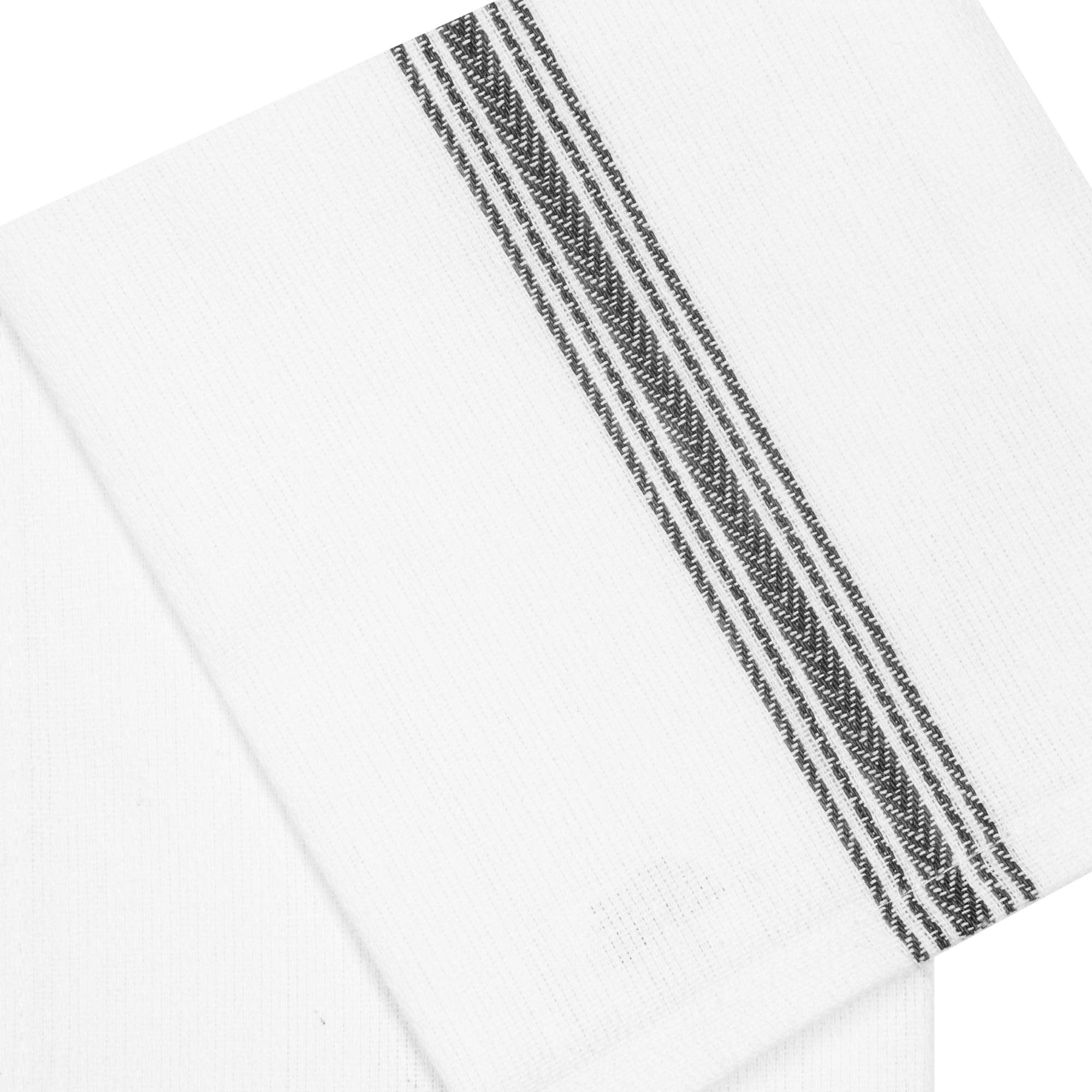 Cotton Craft - Scandia Stripe 12 Pack - Pure Cotton - Professional Commercial Restaurant Grade Kitchen Dish Tea Towel Cloth Napk