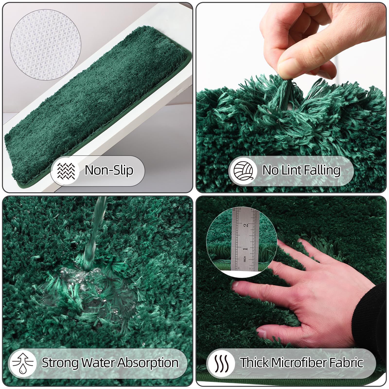 Xlhomo Dark Green Bathroom Accessories Set With Shower Curtain And No-Slip Bath Rugs,24Pc Bath Sets With Trash Can, Toothbrush H