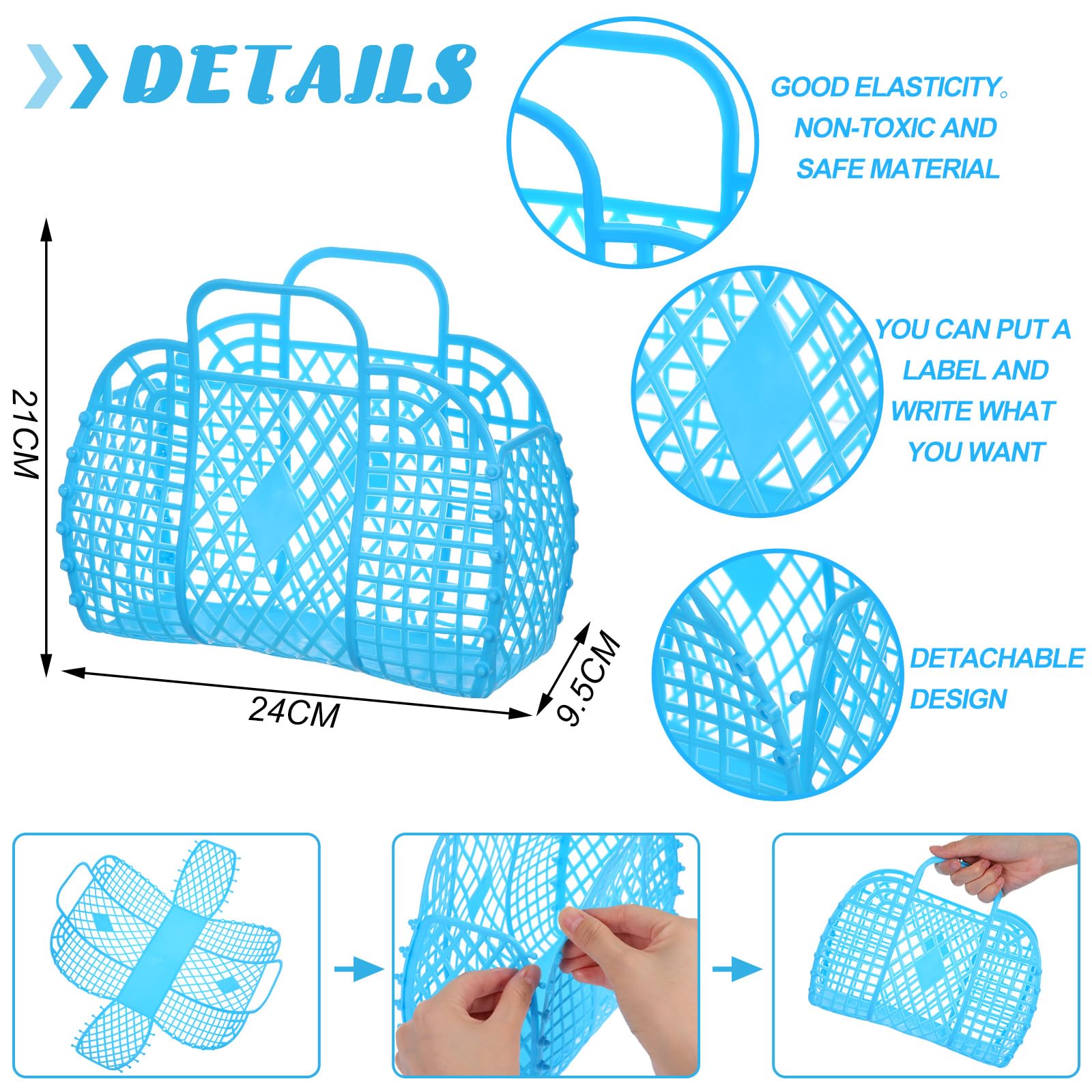 Hsei 16 Pcs Girls Jelly Purse Jelly Bags Basket Reusable Jelly Beach Bag Plastic Beach Tote Gift Basket For Kid Girl (Cute Color