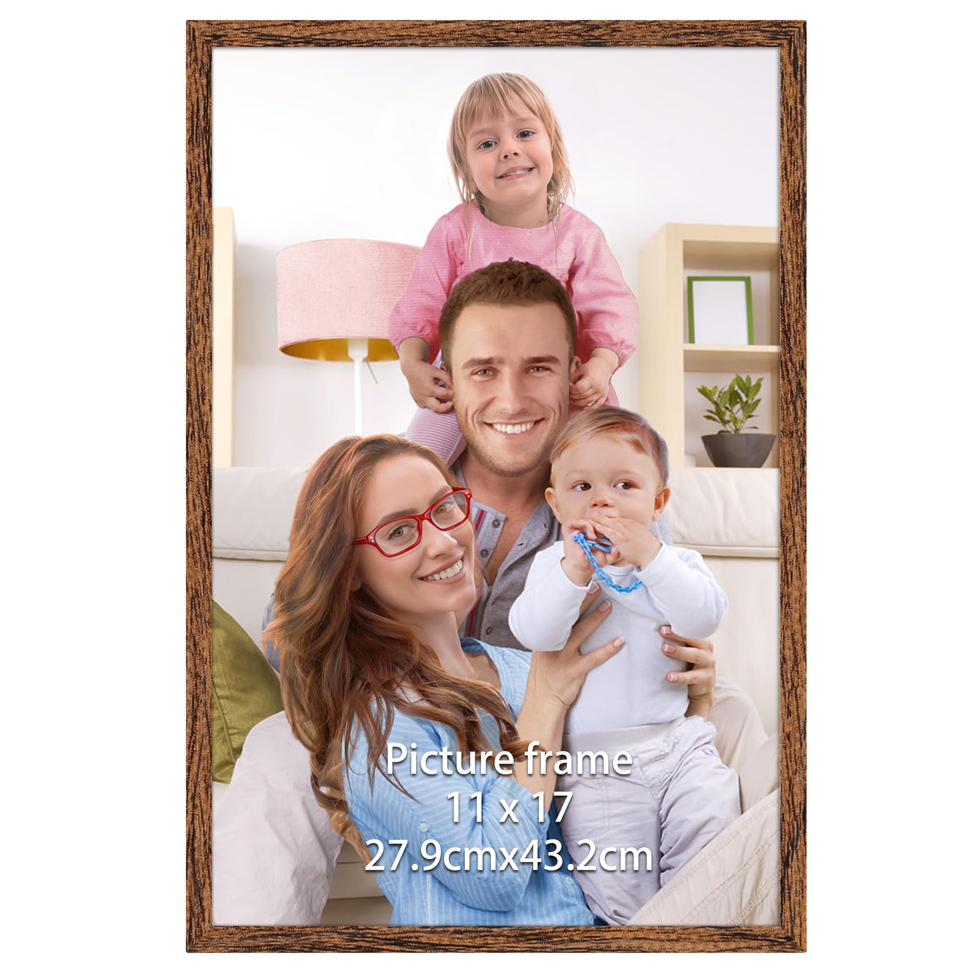 Giftgarden 11x17 Picture Frame Walnut Brown, 11 by 17 Thin Poster Photo Frame for Wall Display, Single