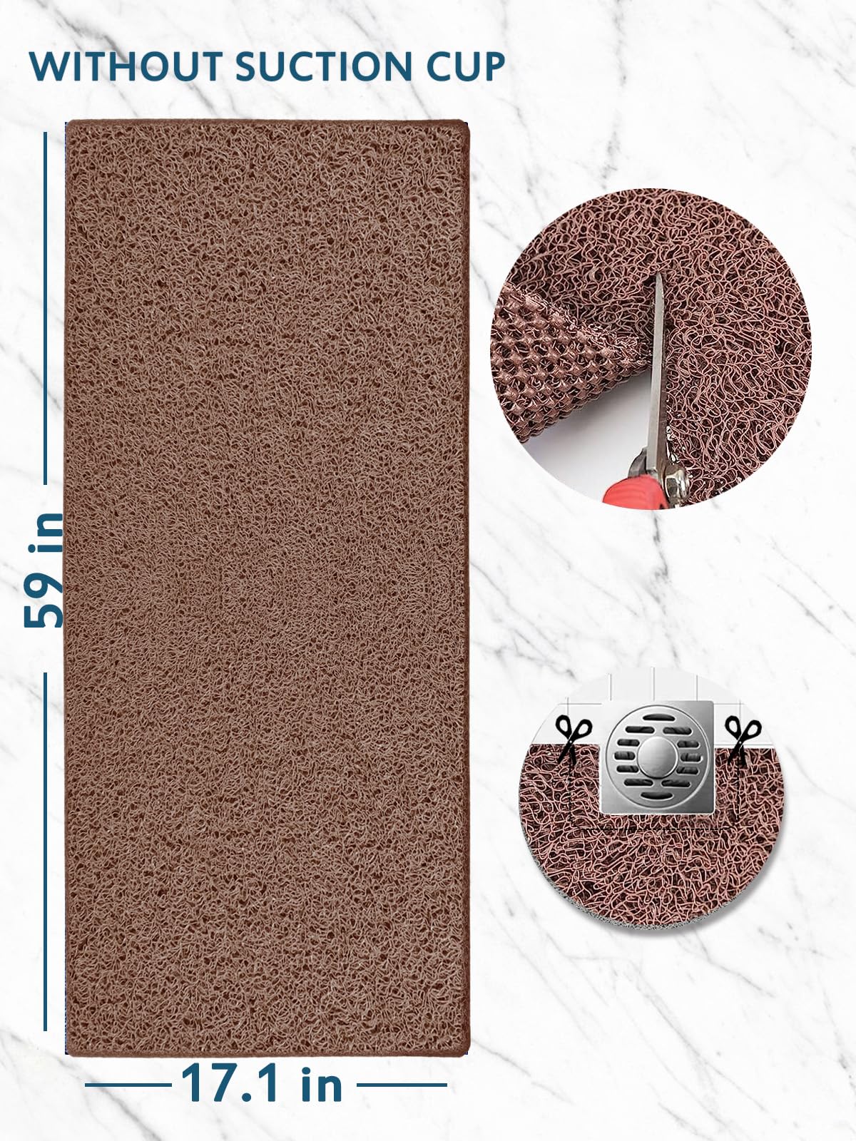 Extra Large Shower Mats Non Slip, 17.1  59 Inch, Pvc Loofah Bathroom Mats, Loofah Mats For Shower And Bathroom, Quick Drying, Br