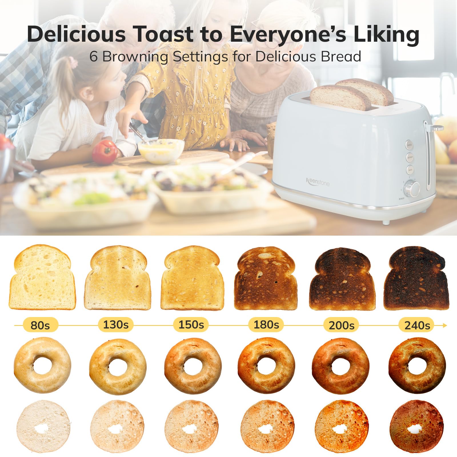 2 Slice Toaster Retro Stainless Steel Toaster With Bagel, Cancel, Defrost Function And 6 Bread Shade Settings Bread Toaster, Ext