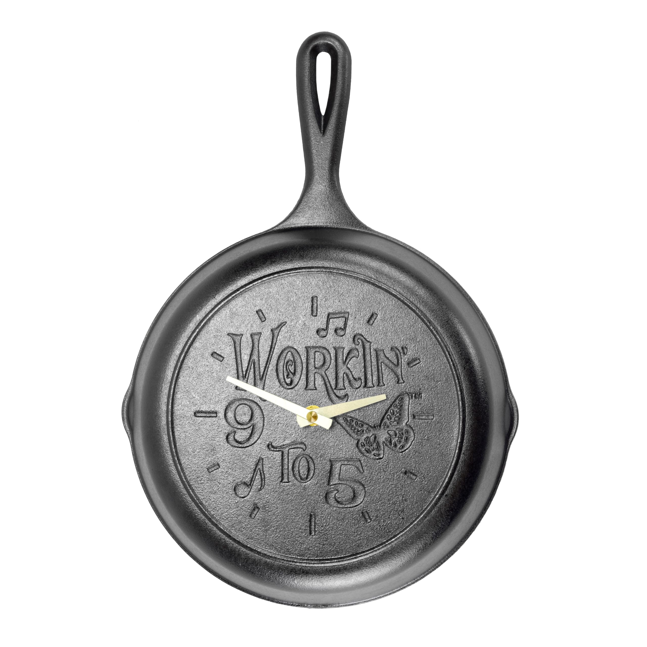 Lodge 9 inch Skillet Clock Inspired by Dolly Parton hit Song 9 to 5 - for Decorative Use Only - Hand Wash, Collectors Piece, 1 