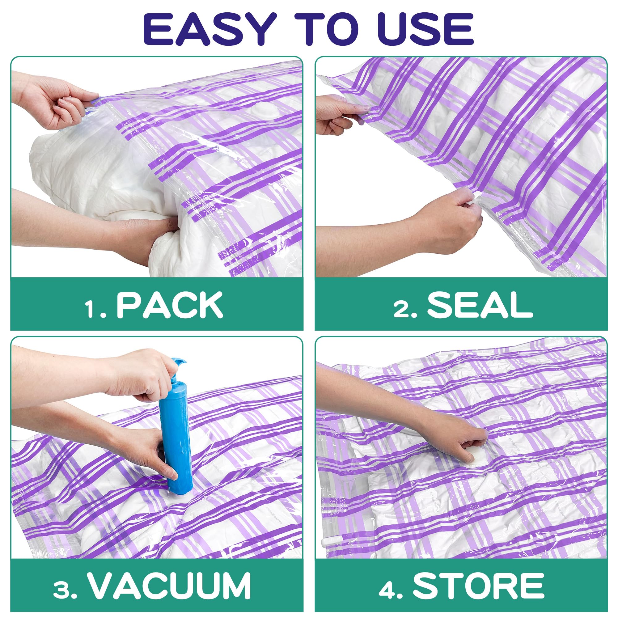10 Small Vacuum Storage Bags - Space Saver Seal Bags for Clothes  Comforters  Blankets & Bedding (10S)