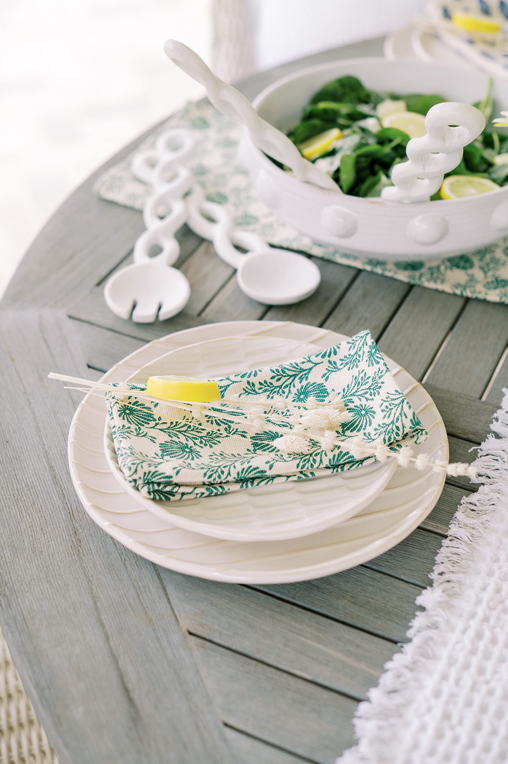 Mud Pie, White, 12'' Twisted Wood Server Set