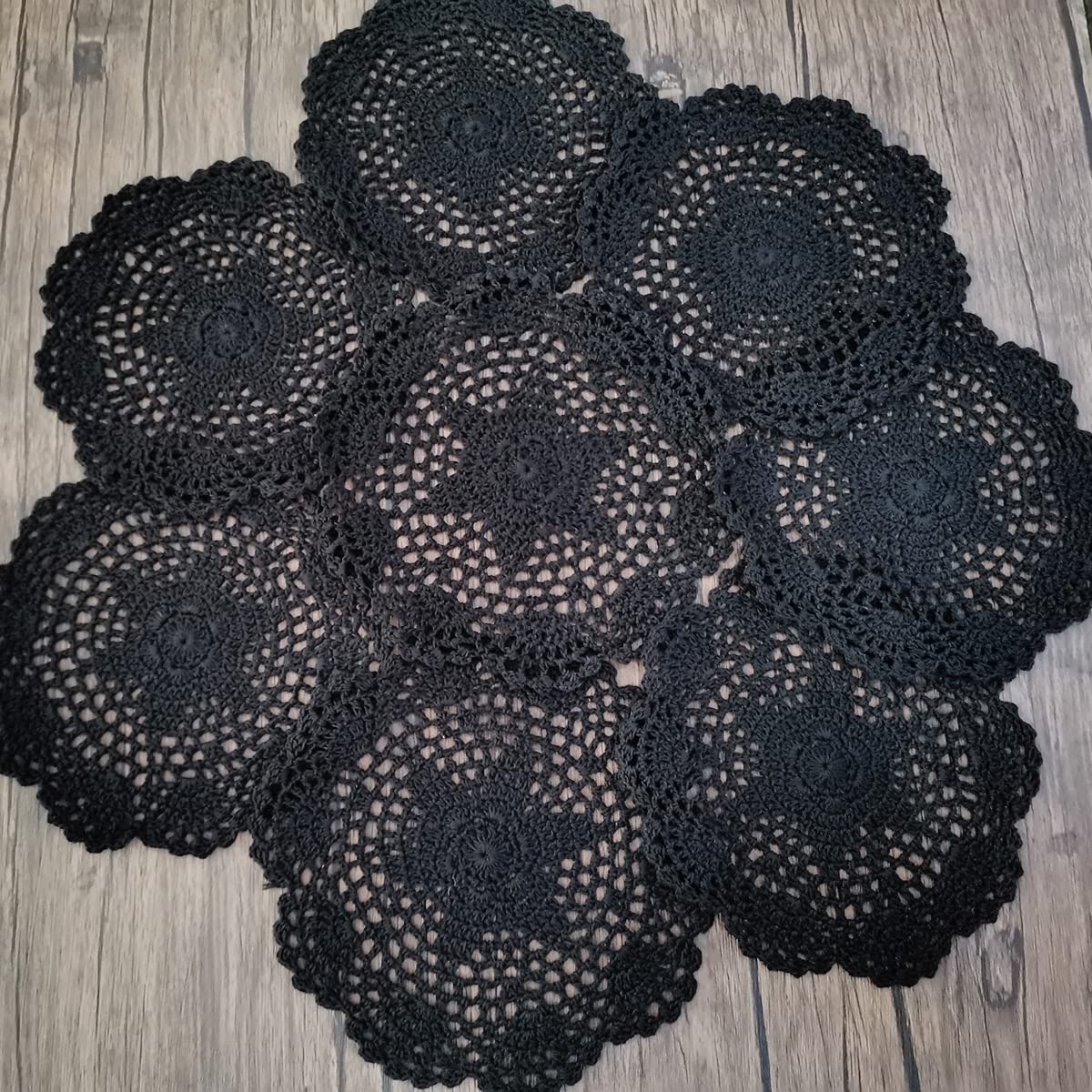 Phantomon 8 Inch Doilies Crochet Round Lace Doily Handmade Placemats 100% Cotton Crocheted Coasters, Flower Design, Pack Of 8 (B