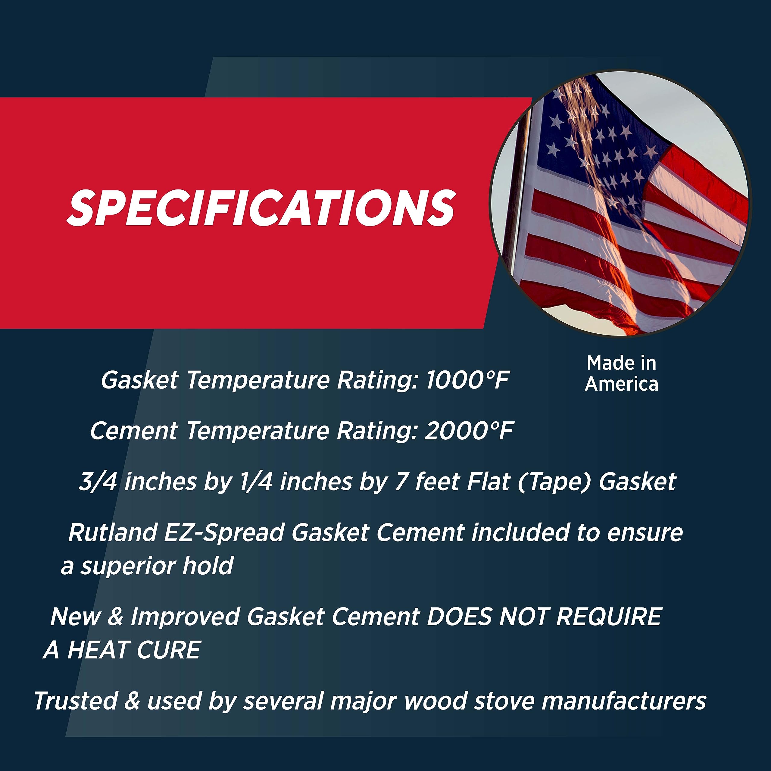 Rutland 95W-6 Grapho-Glas Flat Gasket Replacement Kit, 7' X 3/4'' X 1/4''