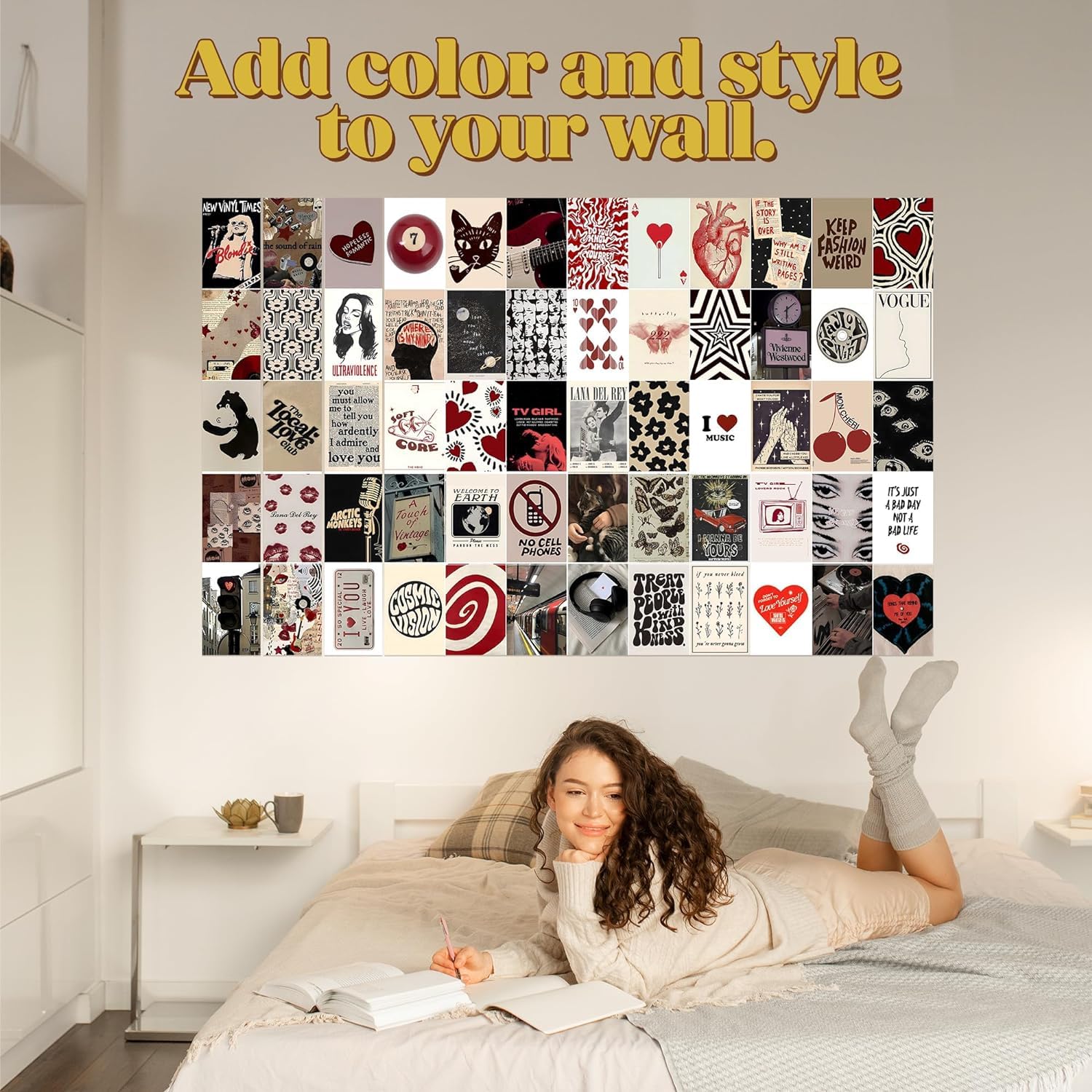 60 pcs Downtown Girl Room Decor, Coquette y2k 2000s Grunge Posters, TV Girl Lana Del Rey Retro Music Wall Art for Bedroom, Trend