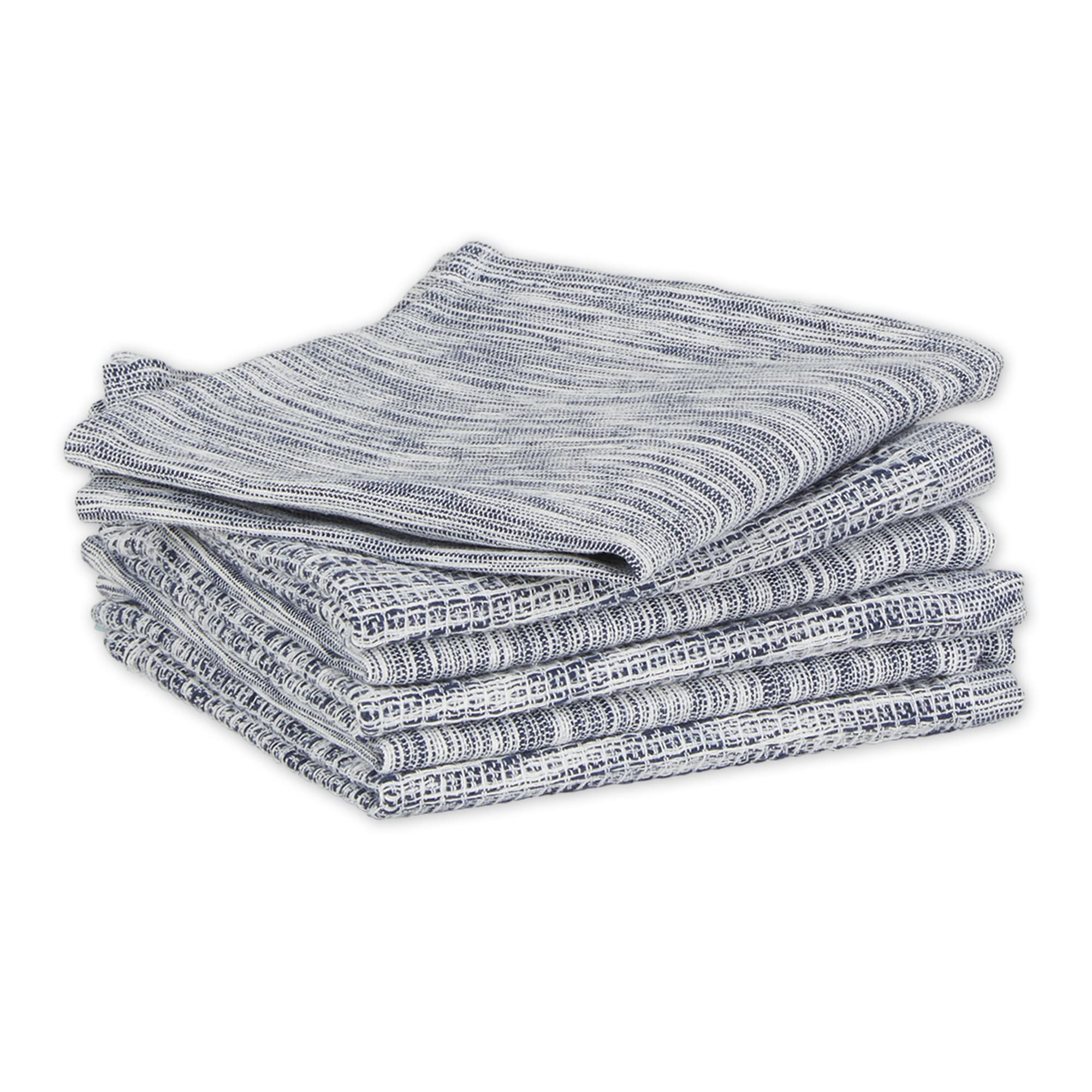 NAVY/OFF-WHITE ASST RECYCLED COTTON DISHCLOTH SET/6