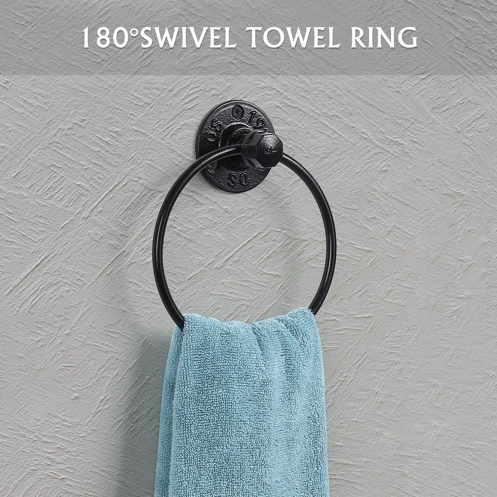 Bathroom Hardware Fixture Set Industrial Towel Bar Sets With Paper Towel Rack Wall Mount Hand Towel Holder Roll Ring Toilet Pape