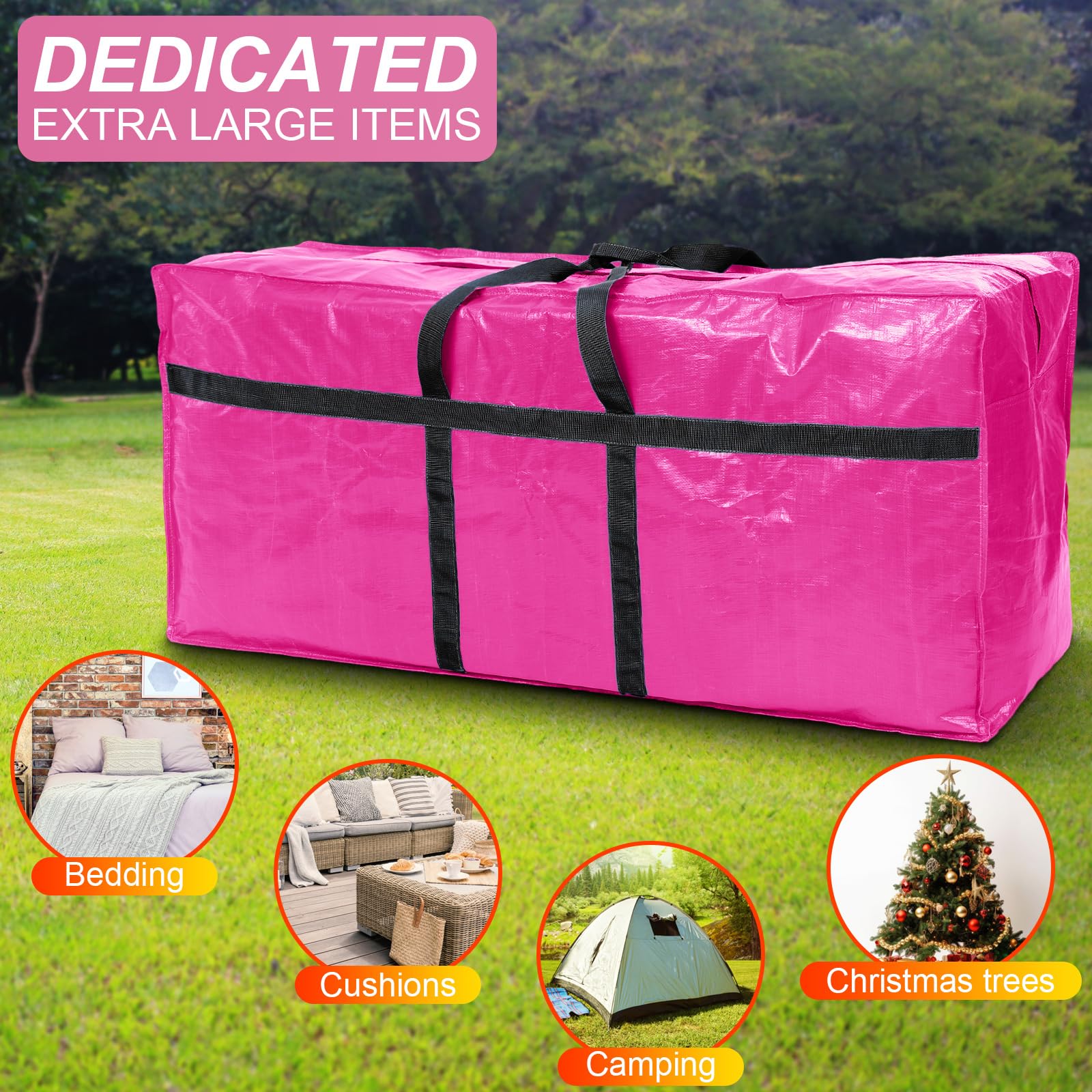 Clysee 4 Pcs 66 Gallon Large Moving Bags with Zipper and Handles Foldable Storage Duffle Bags Heavy Duty Extra Large Totes for C