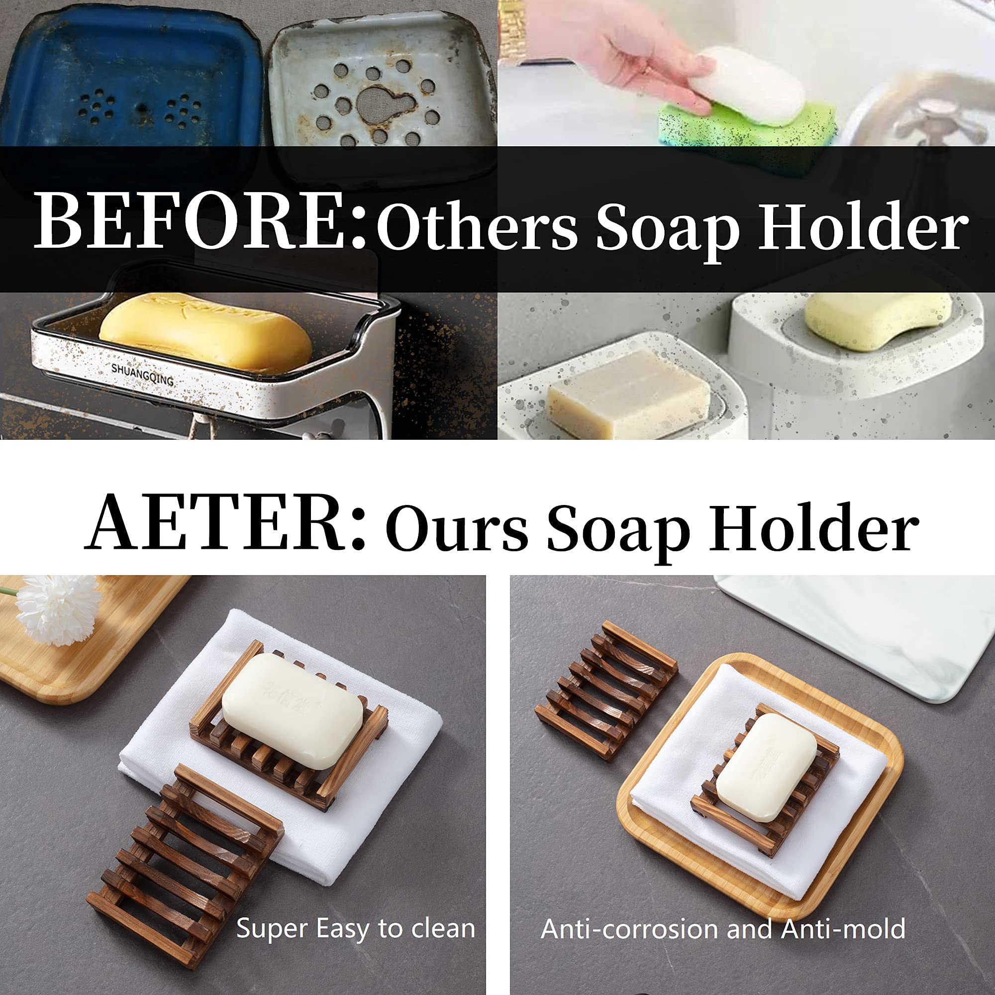 Wooden Soap Dish for Shower Set of 3 Self draining Bar Holder for Bathroom  Soap Saver Tray Soap Stand for Homemade Soap  Vowupt