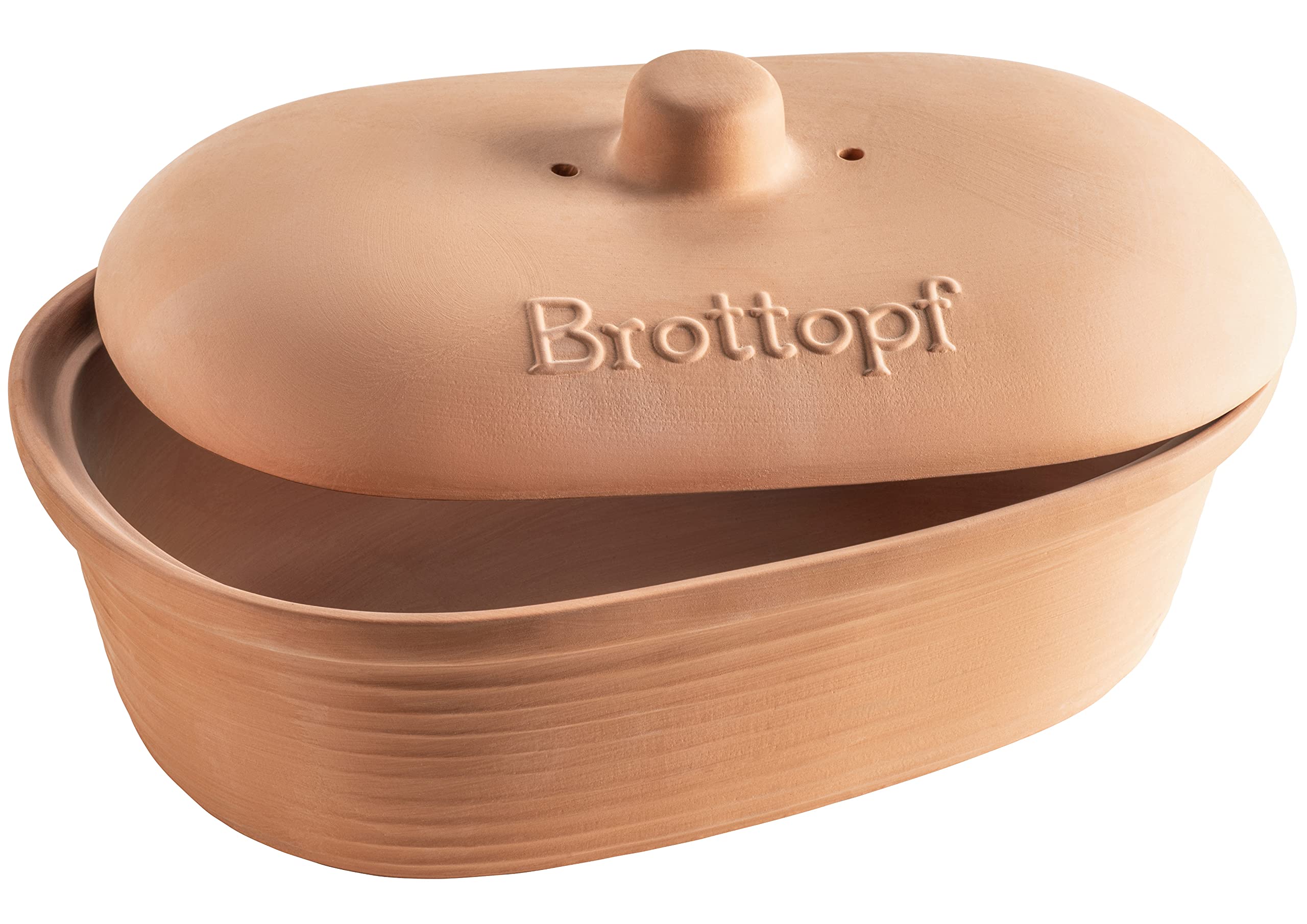 MSER 931996 Series Ceramica Bread Pot Oval Made of Natural Clay - Practical Bread Storage - Bread Container with Handle on Lid -