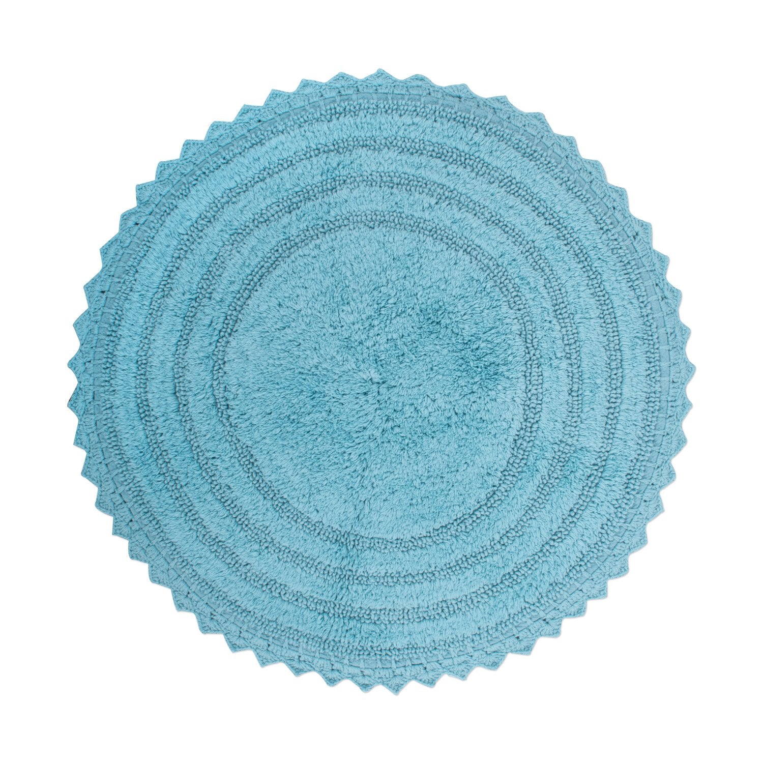 Dii Crochet Collection Reversible Bath Mat, Round, 27.5'' Diameter, Cameo Blue