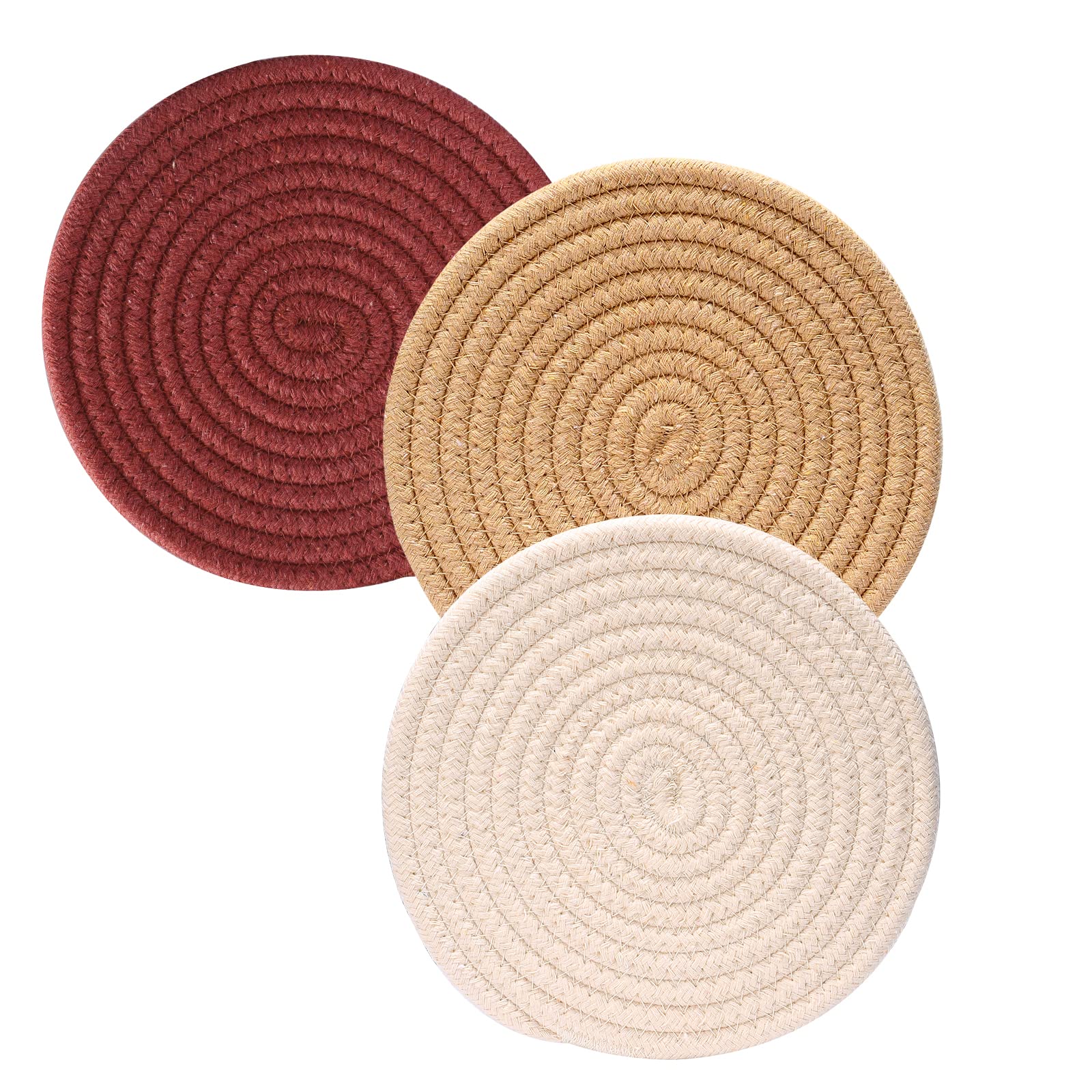 Trivets For Hot Dishes 7.5'', Hot Pads Kitchen, Contton Pot Holders, Trivets For Hot Pots & Pans, Woven Cloth Hot Mats For Kitch