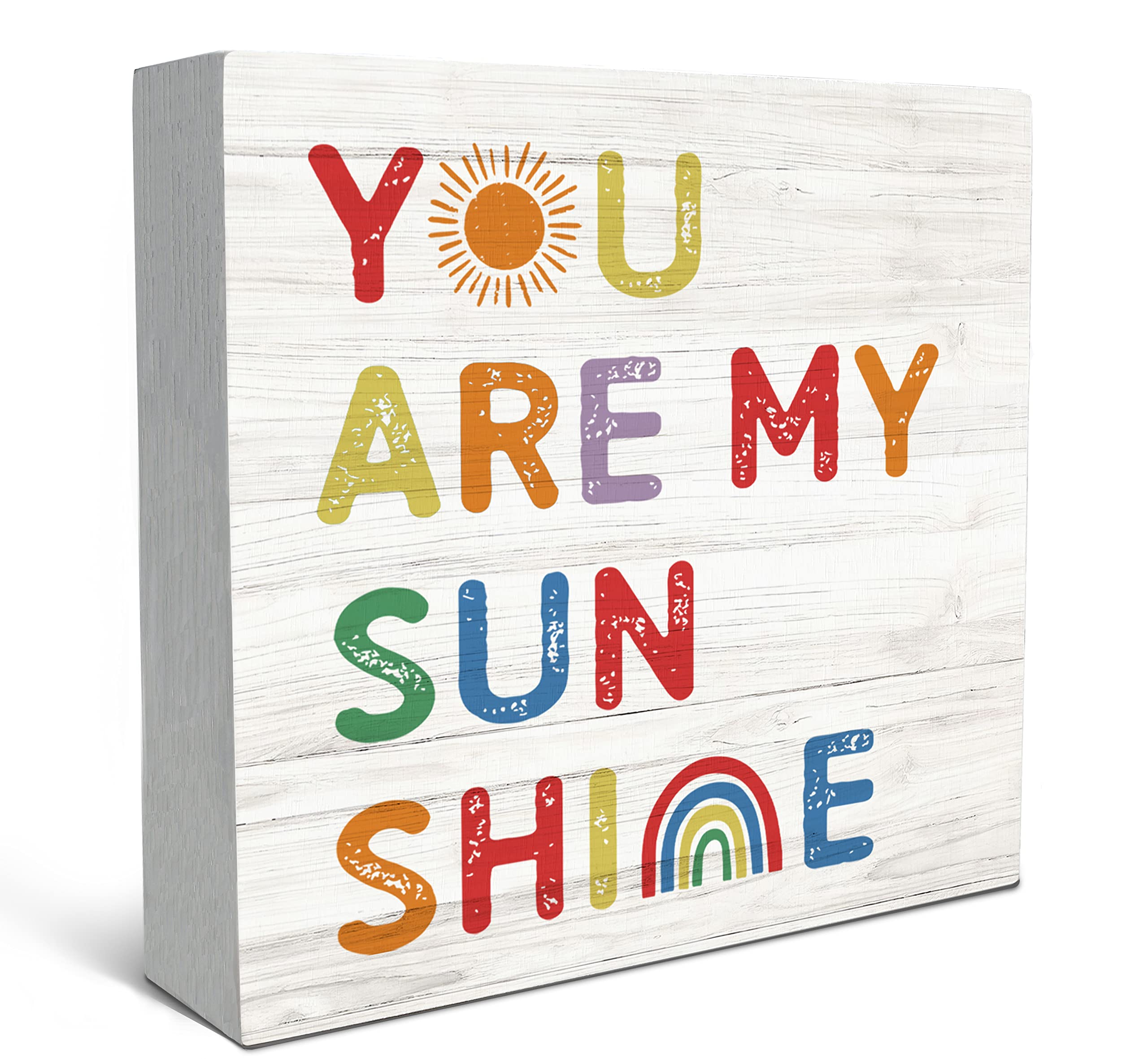 SRADMO You are My Sunshine Rainbow Sun Wood Box Sign Desk Decor
