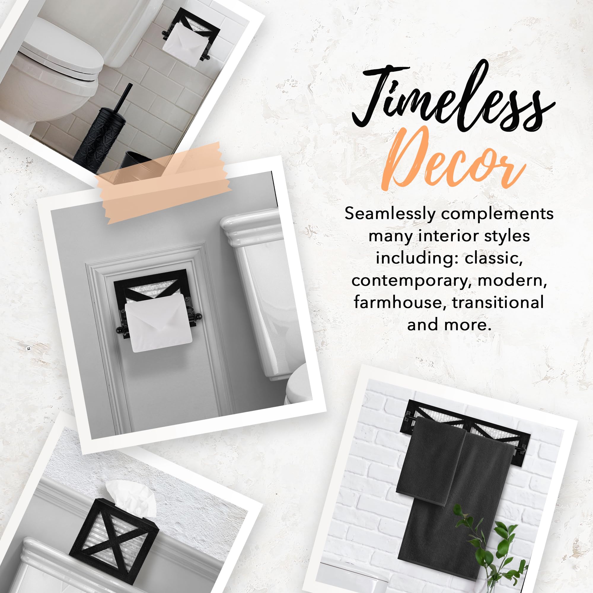 Autumn Alley Black Farmhouse Toilet Paper Holder - Farmhouse Bathroom Decorative Accessories Country - Black Wood, Corrugated Ga