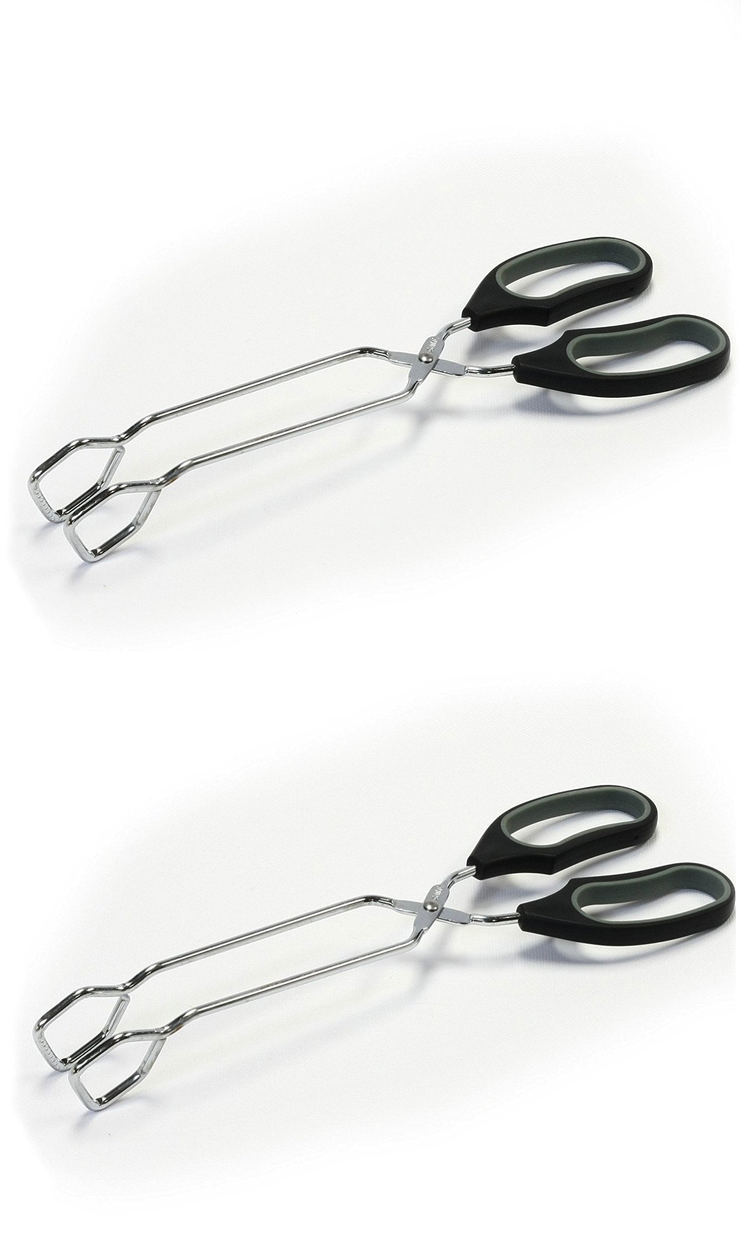 Chef Craft Tongs with Off-set Working Ends, Black, 1-Piece, 12-Inch (2-Pack)