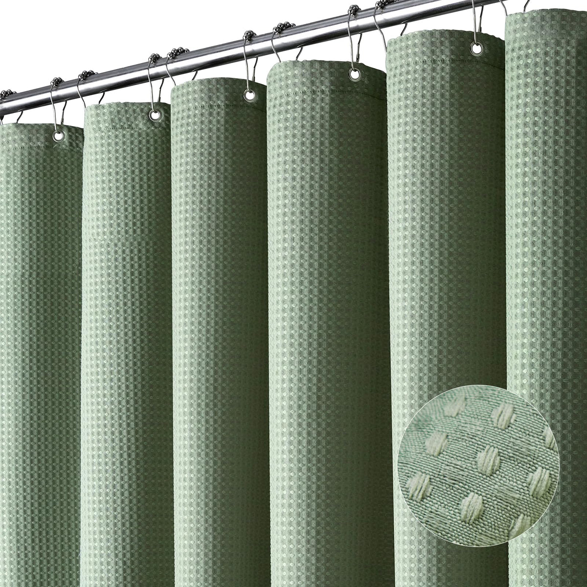 Dynamene Stall Fabric Shower Curtain - 36X72 Waffle Weave Weighted Cloth Shower Curtains For Bathroom, Neutral Heavy Duty Hotel