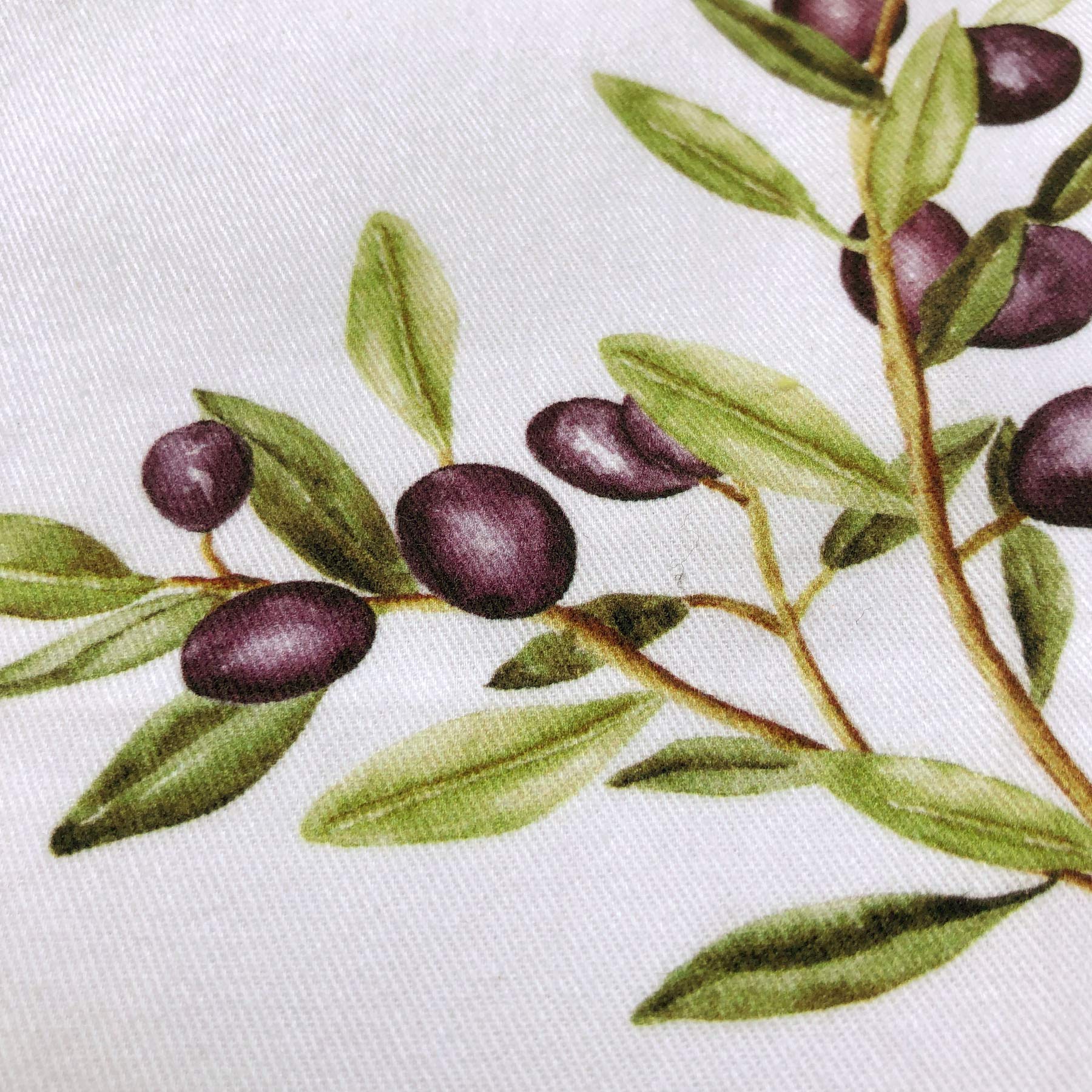 Cait Chapman Home Collection Olive Leaves And Branches Tea Towel Set Of One Printed And One Embroidered Towels 18''X28'', Pack O