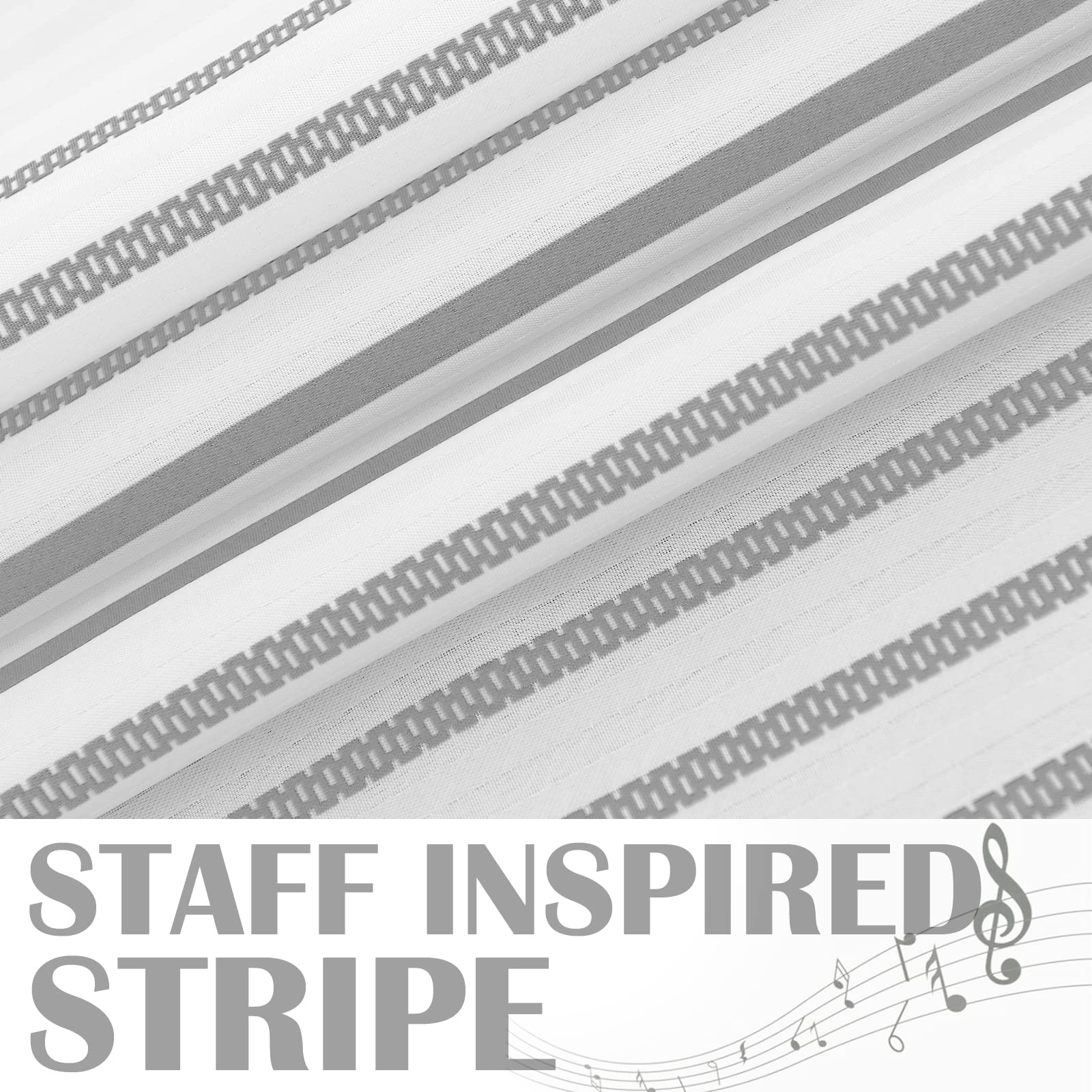 Jinchan Grey And White Shower Curtain With See Through Window Fabric Striped Shower Curtain For Bathroom Modern Shower Curtain W