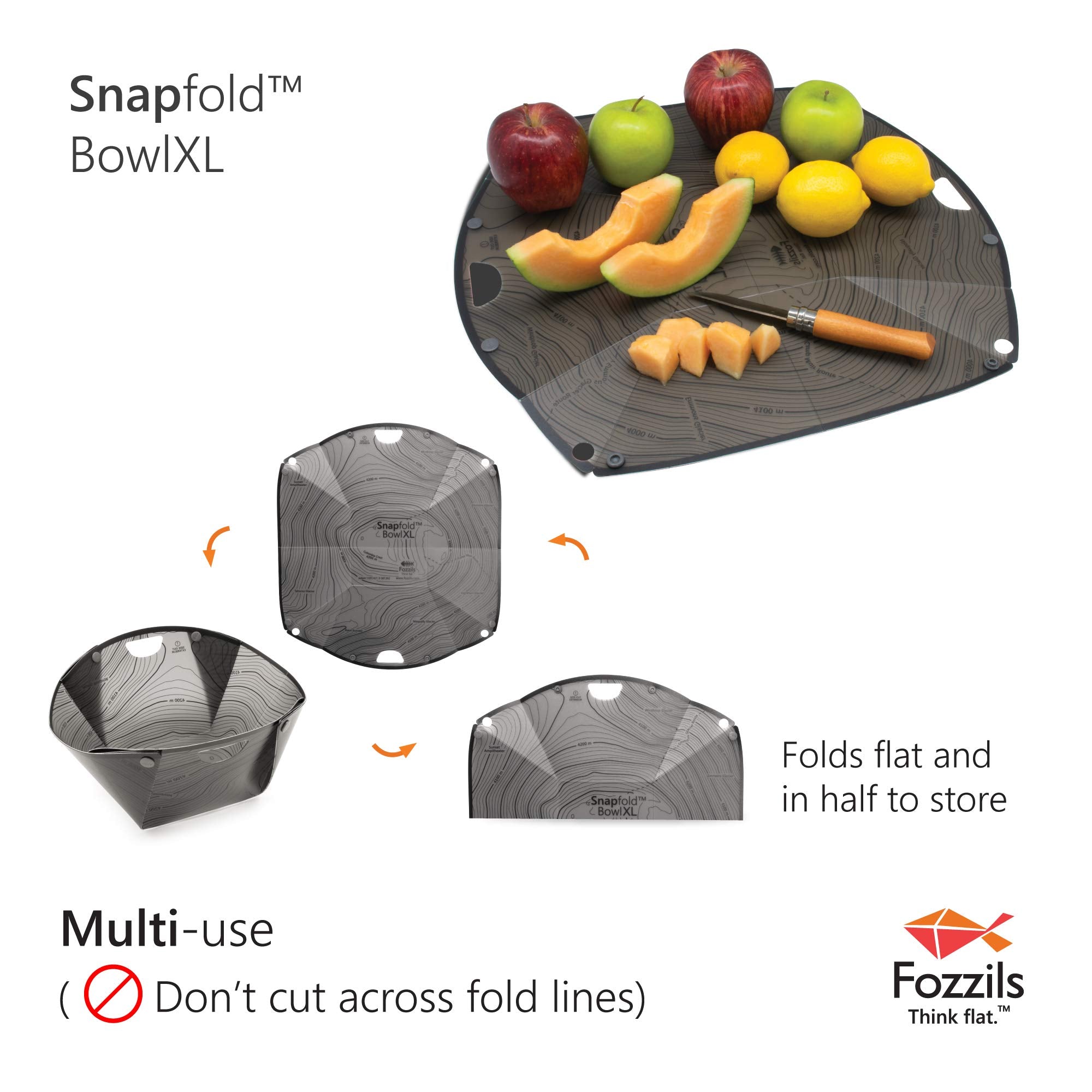 Fozzils Plastic Snapfold Bowl Xl (Grey)