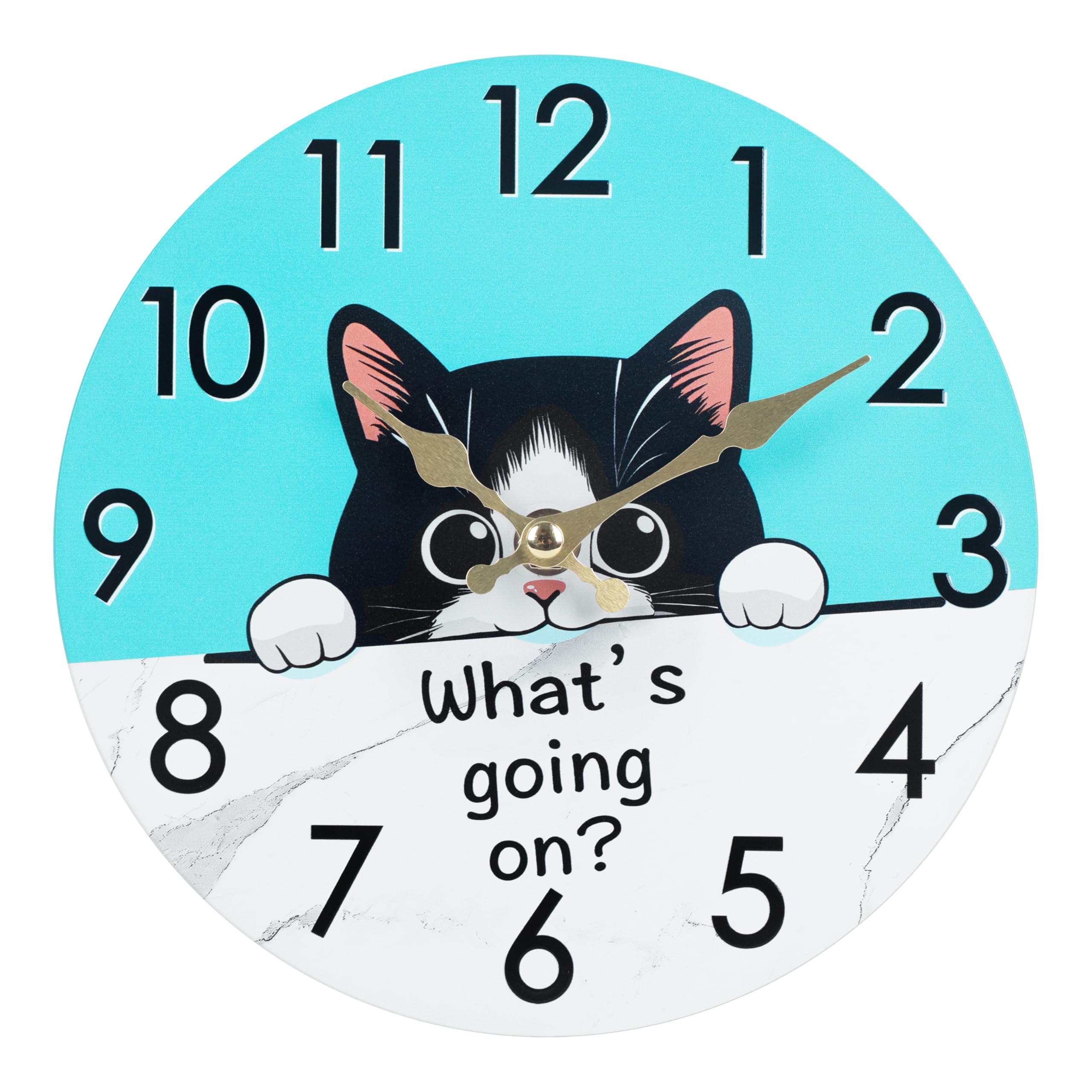 Tinzonc Cat Wall Clock Waterproof Glass Wall Clocks 10 Inch For Bedroom Kitchen Decor