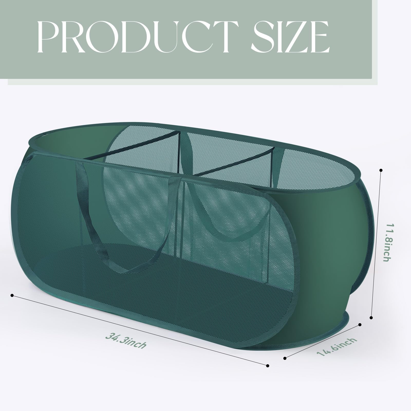 Pop Up Laundry Hamper - Collapsible Mesh Popup Laundry Basket, 3 Compartments Collapsible Mesh Laundry Baskets Clothes Foldable